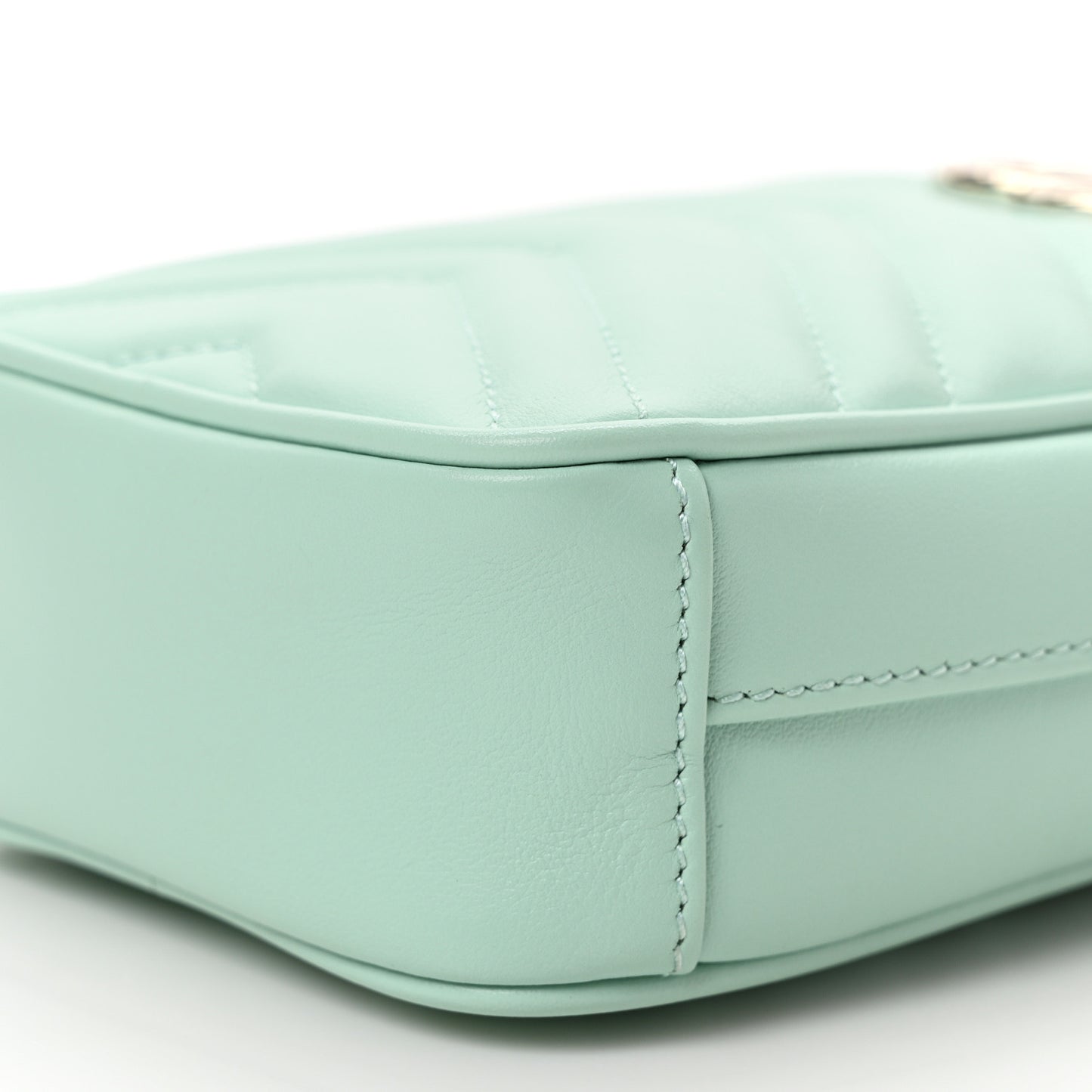 Calfskin Matelasse Mini GG Marmont Crossbody Bag Water Green