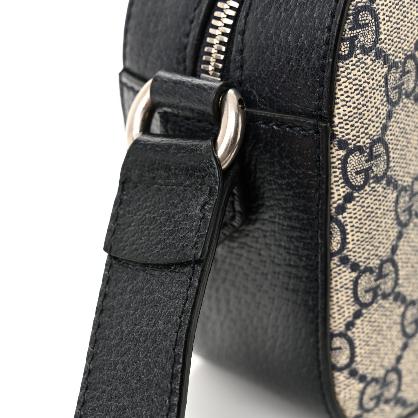 GG Supreme Monogram Textured Dollar Calfskin Web Small Ophidia Camera Bag Beige Blue