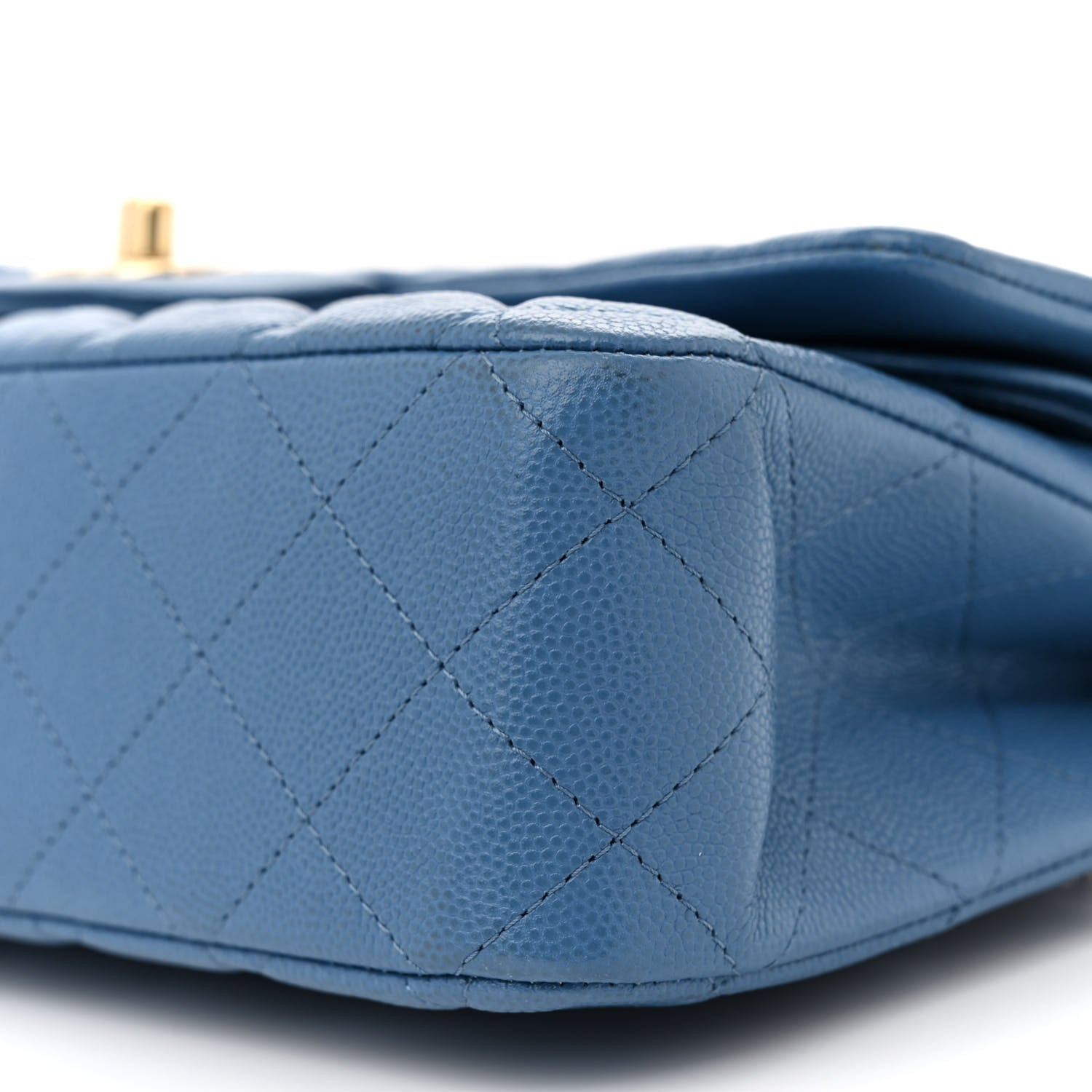 Chanel Caviar Quilted Medium Double Flap Blue 10 of 12