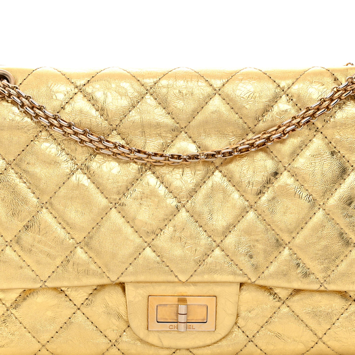 Metallic Calfskin Quilted 2.55 Reissue 226 Flap Gold