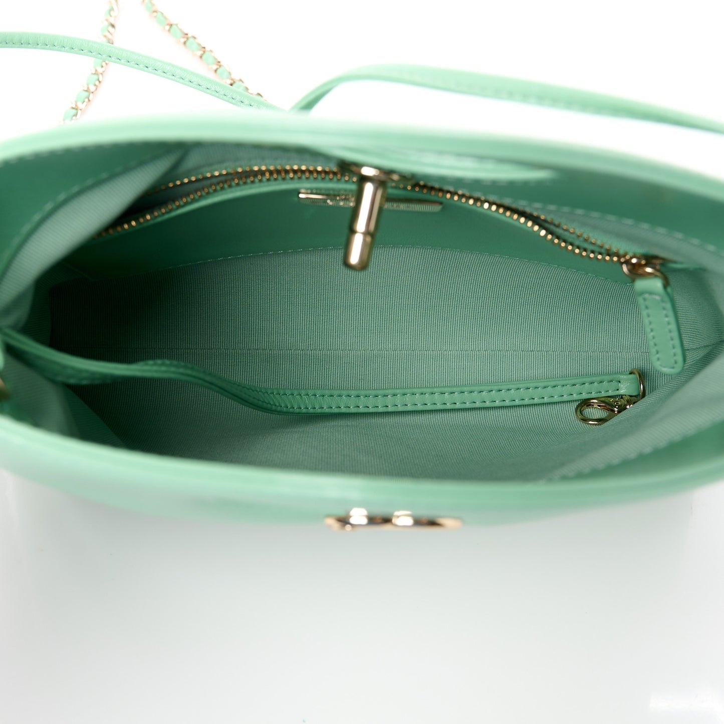 Shiny Lambskin Quilted Mini 31 Shopping Bag Light Green