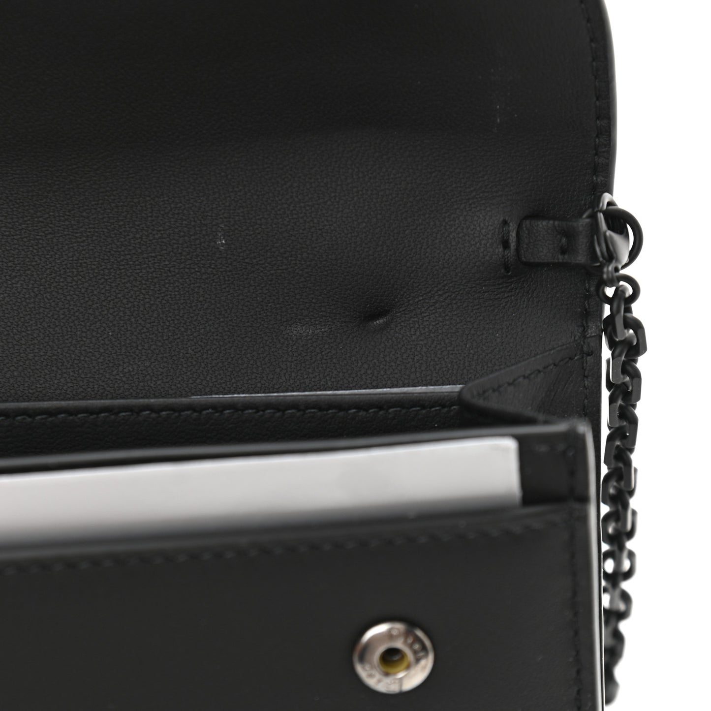 Ultra Matte Calfskin Saddle Chain Wallet Pouch Black
