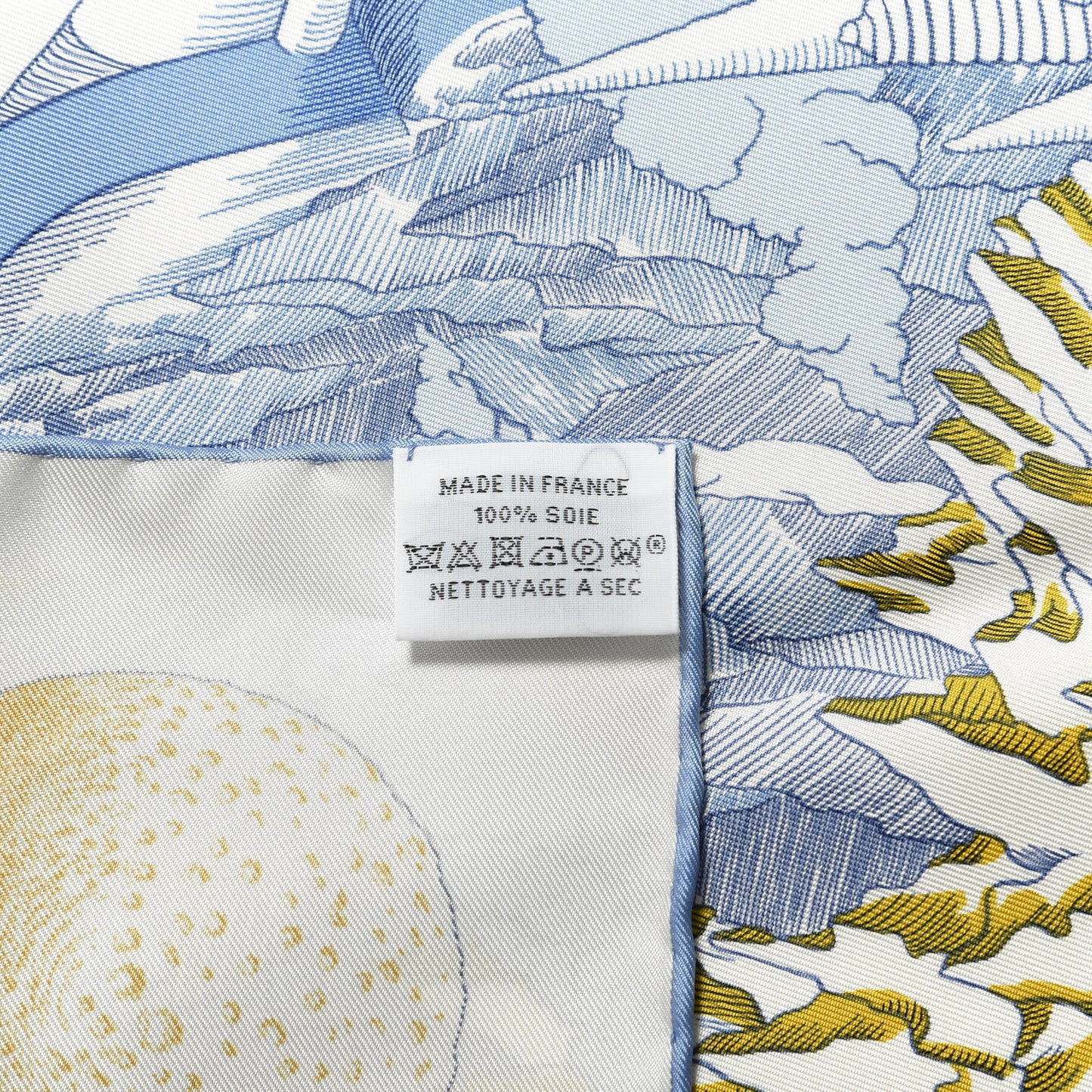 Silk Cosmographia Universalis Scarf 90 White Bleu Vert