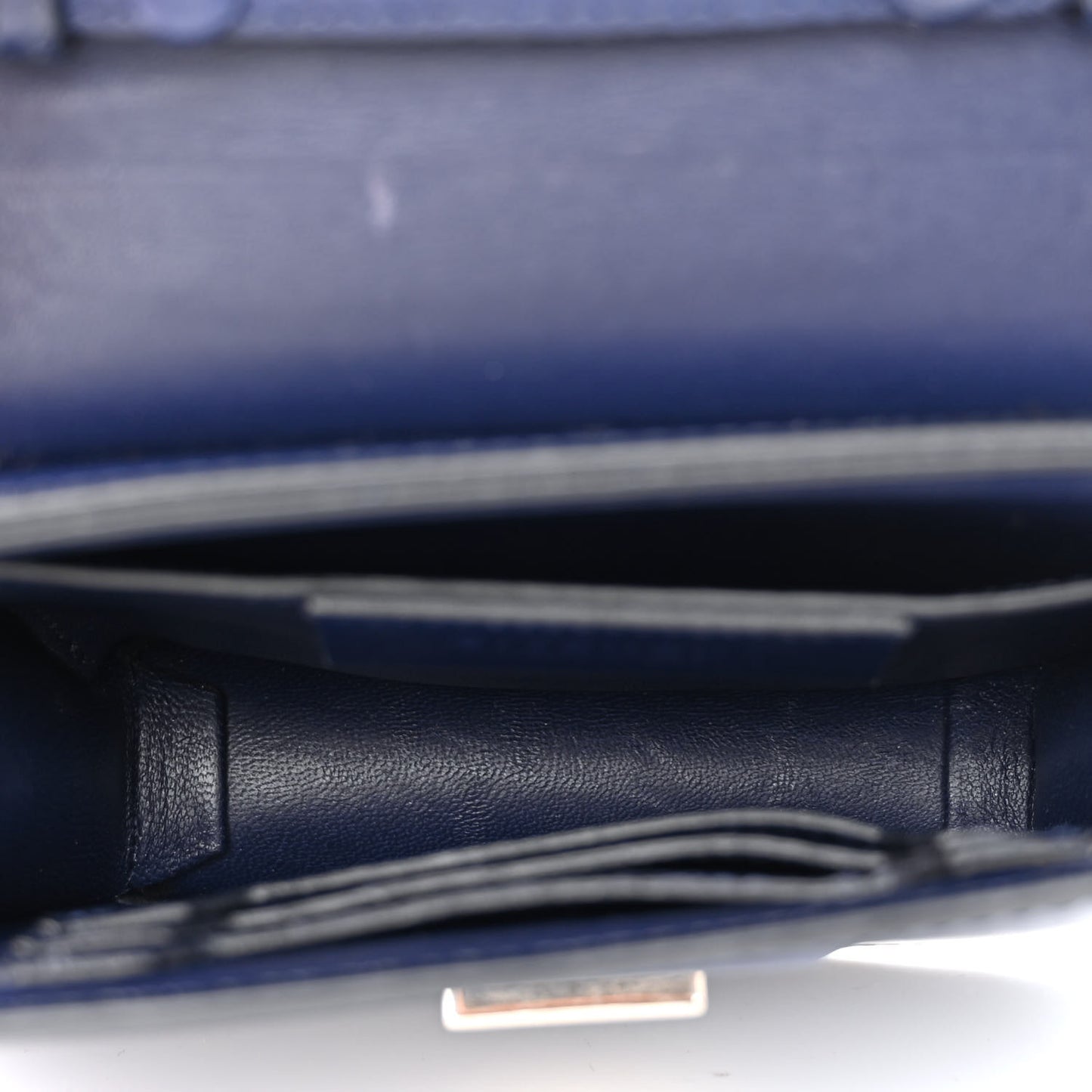 Calfskin Bow Cut Chain Wallet Navy