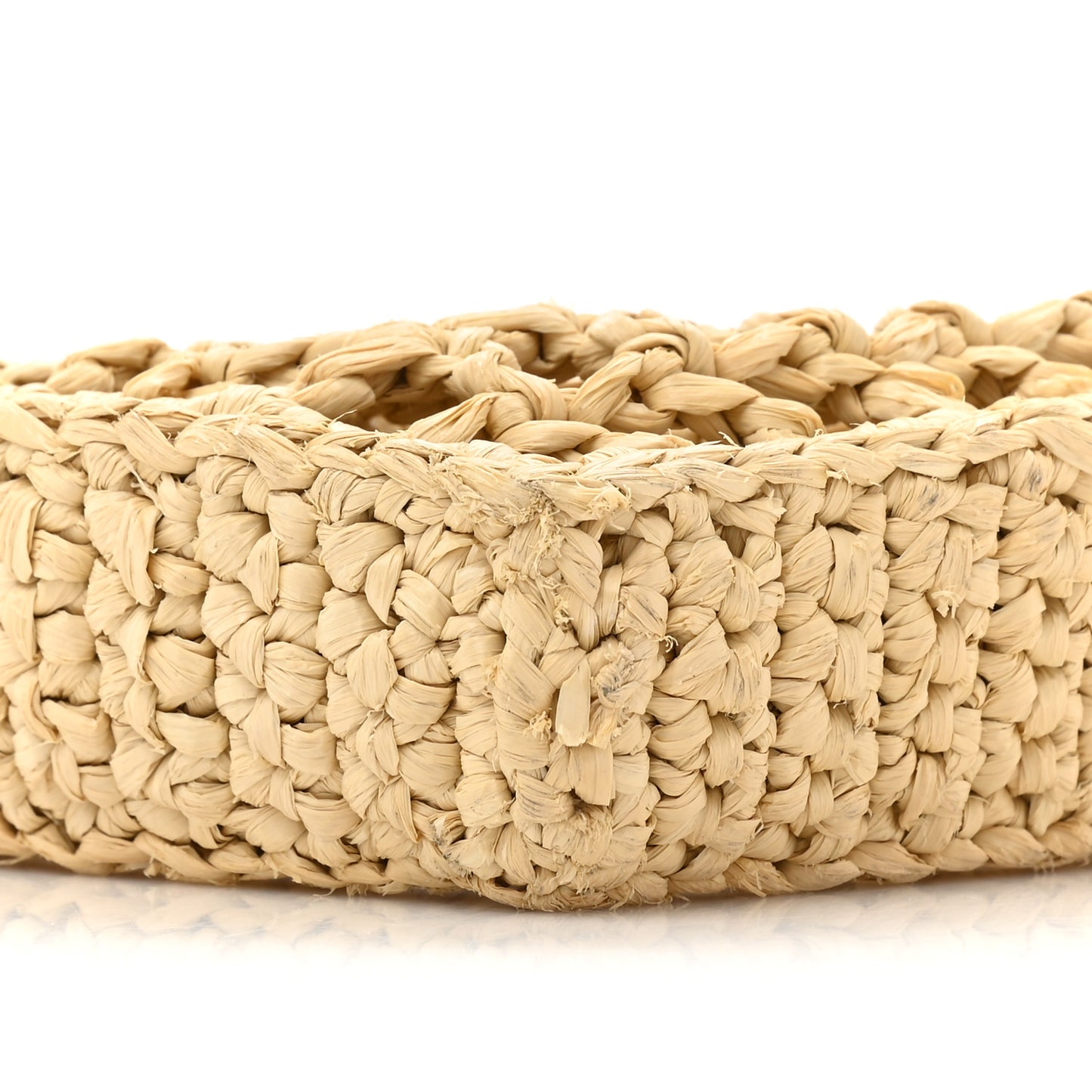 Yarn Raffia Effect Crochet Logo Embroidered Tote Bag Naturale