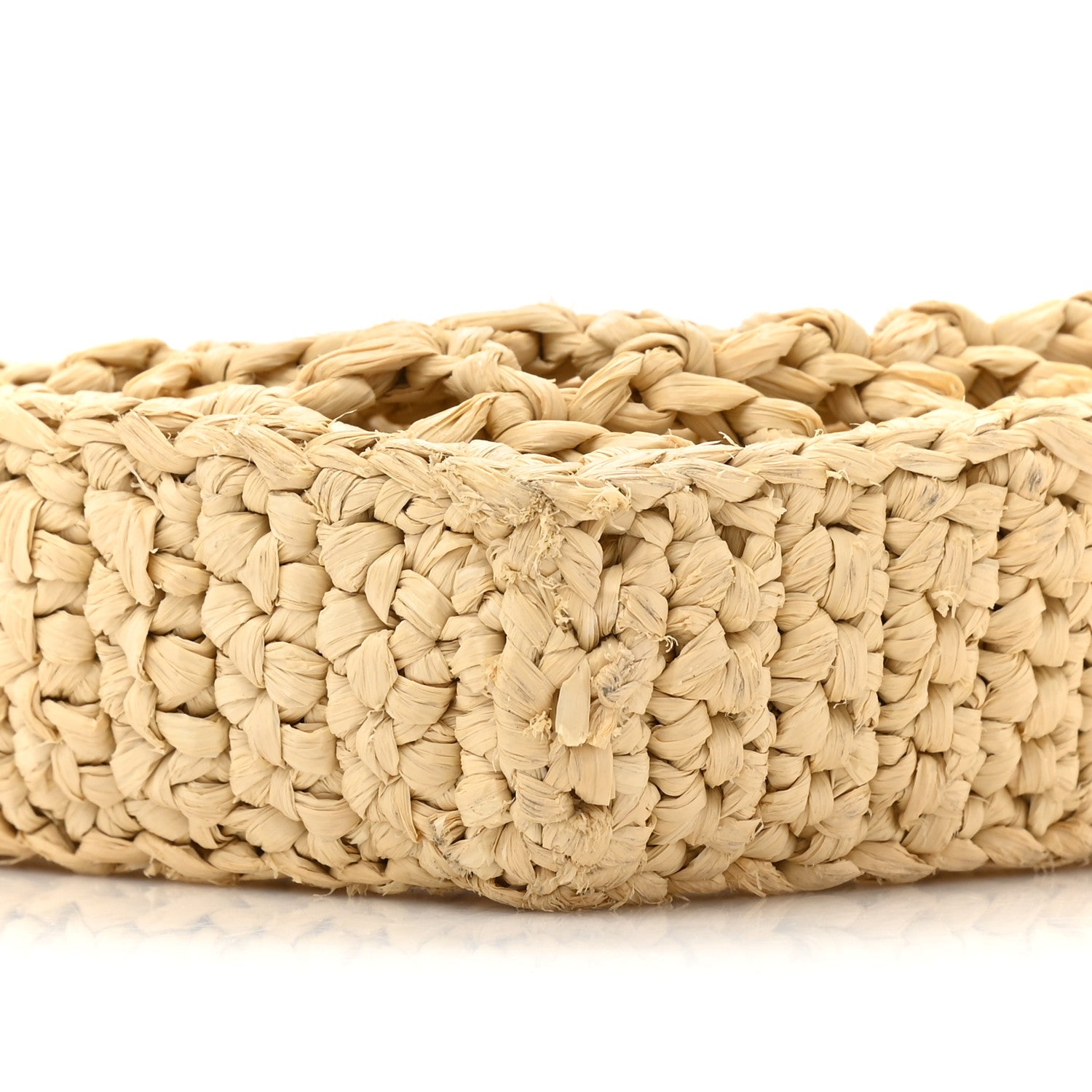 Prada Yarn Raffia Effect Crochet Logo Embroidered Tote Bag Naturale 9 of 14