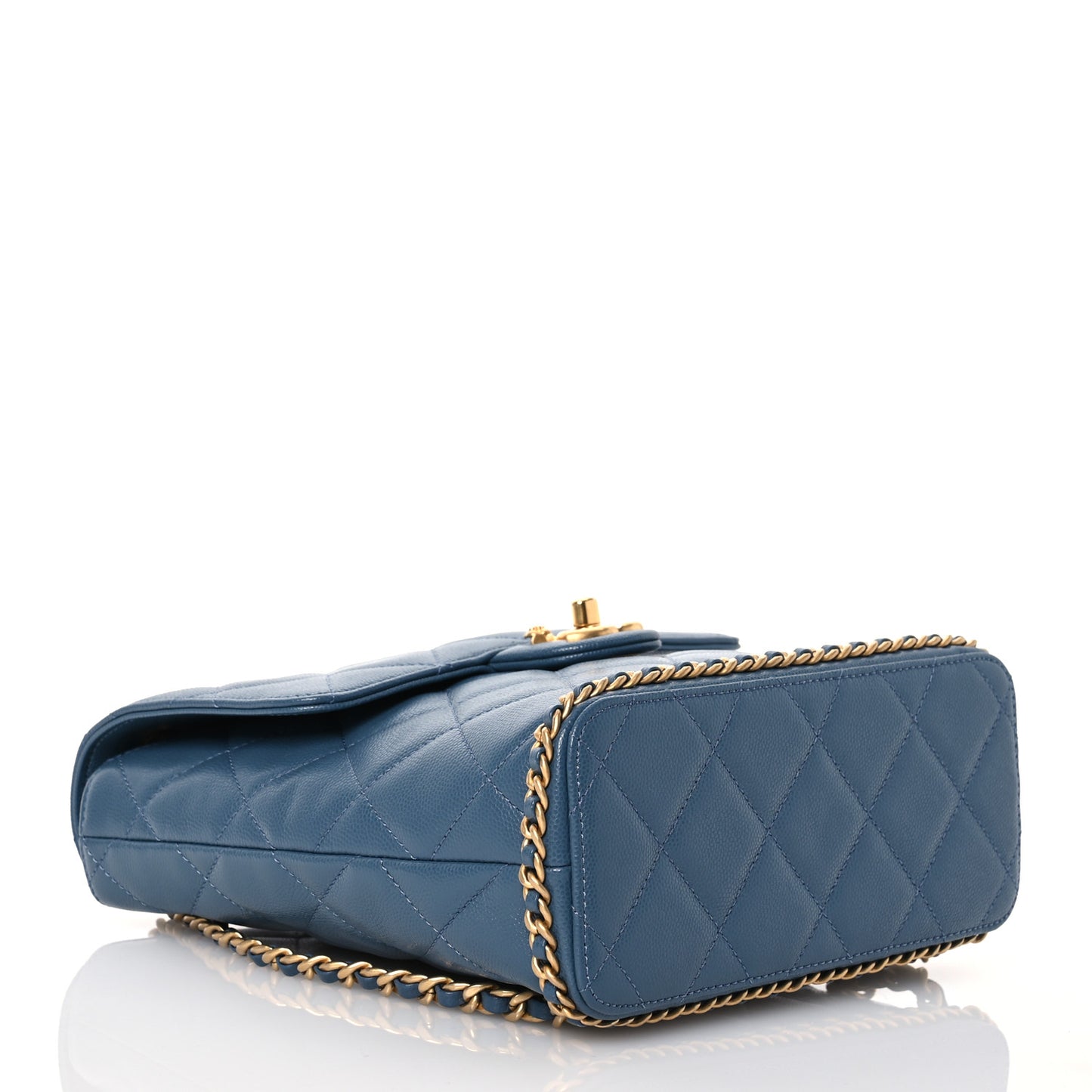 Caviar Quilted Camellia Chain Around Backpack Blue