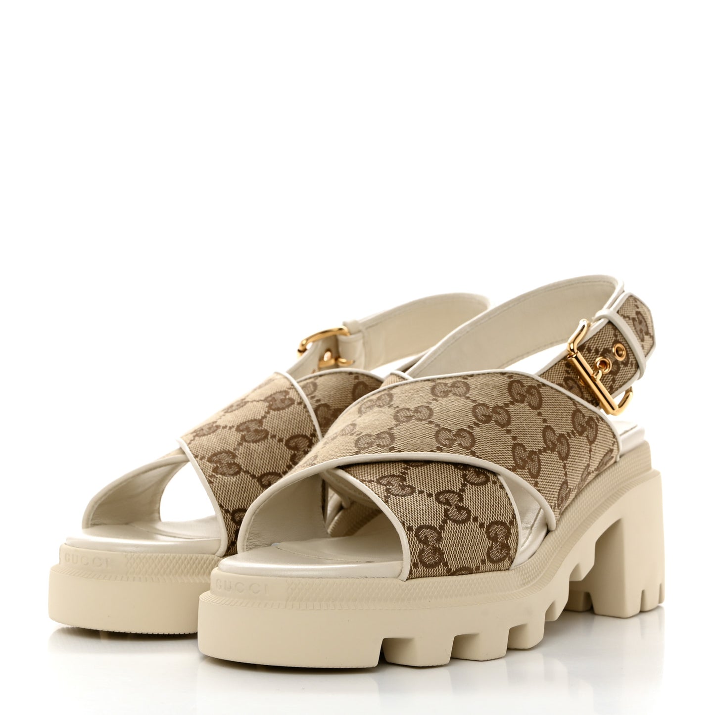 Monogram Granada Kid Trip 40/72mm Lug Sole Sandals 39 Beige Ebony Mystic White