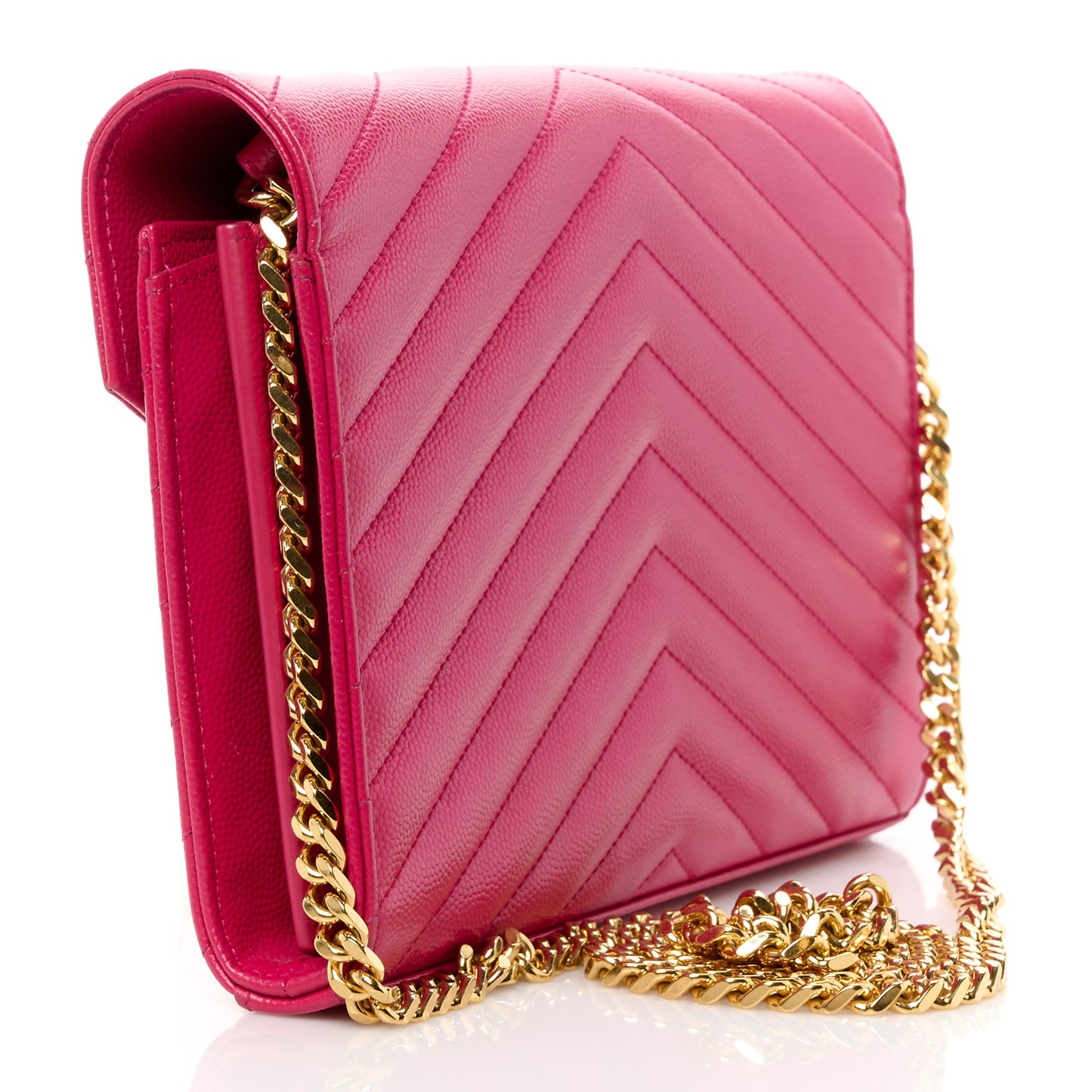 Grain De Poudre Matelasse Chevron Monogram Chain Wallet Bubblegum