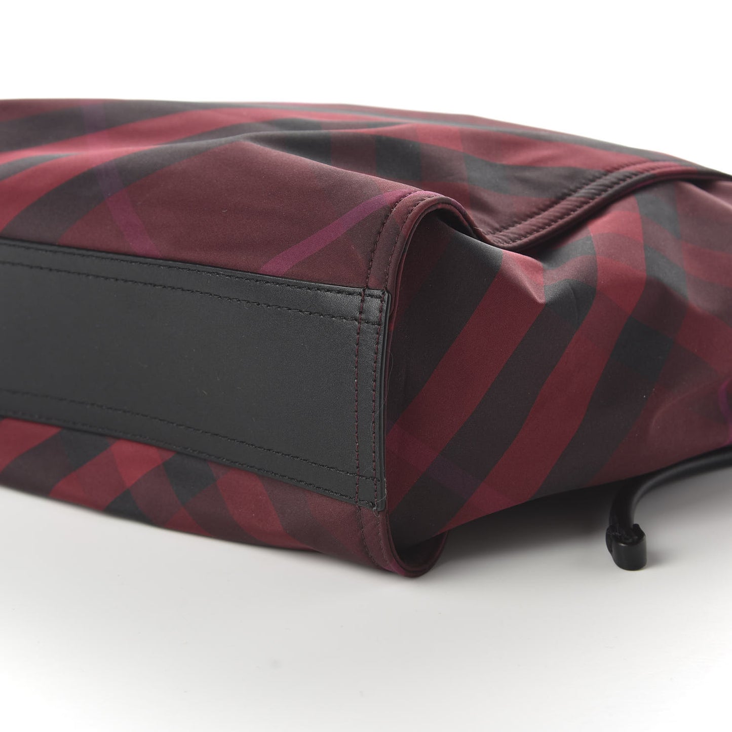 Nylon Check Small Buckleigh Packable Tote Bright Burgundy
