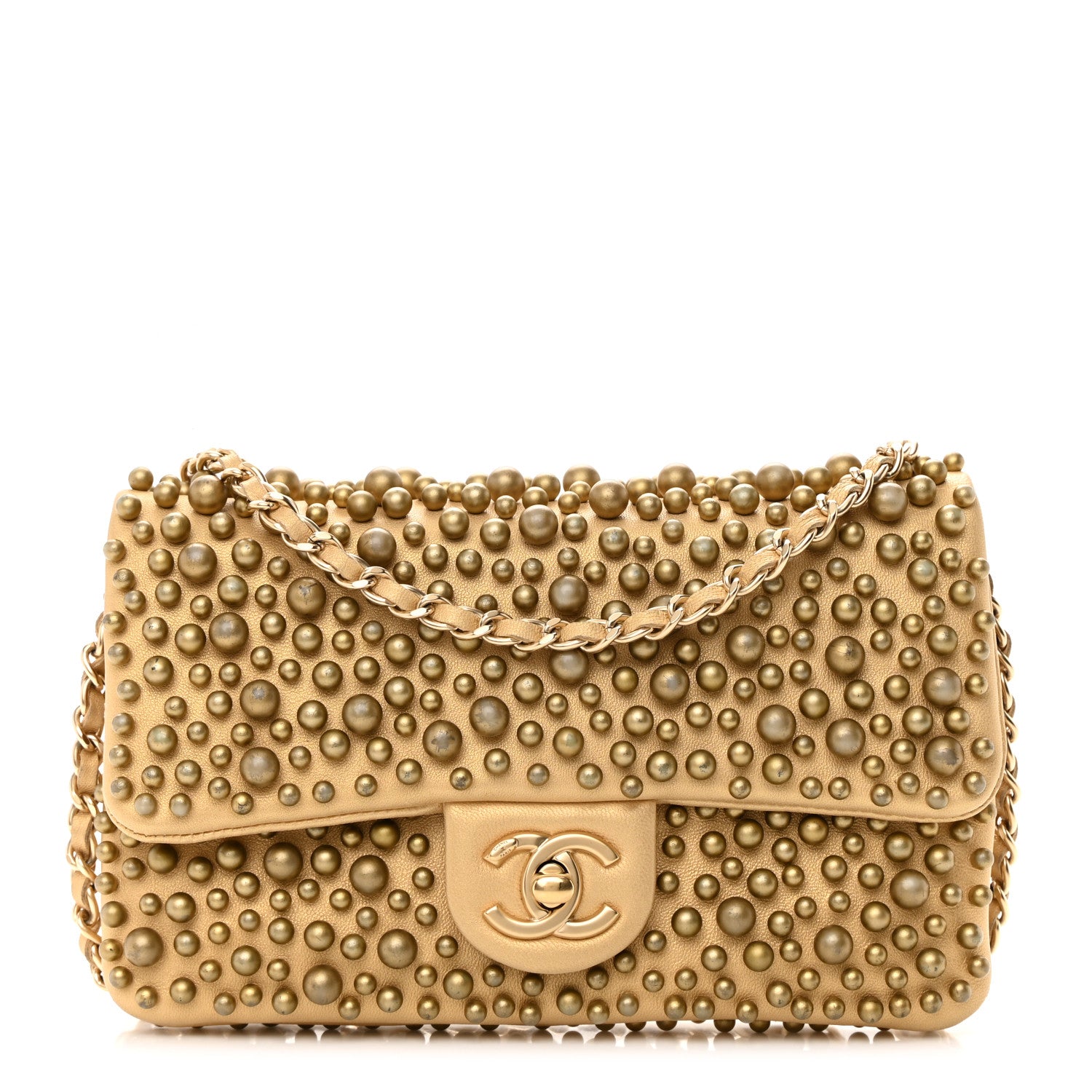 Chanel Lambskin Pearls Flap Gold 1 of 19