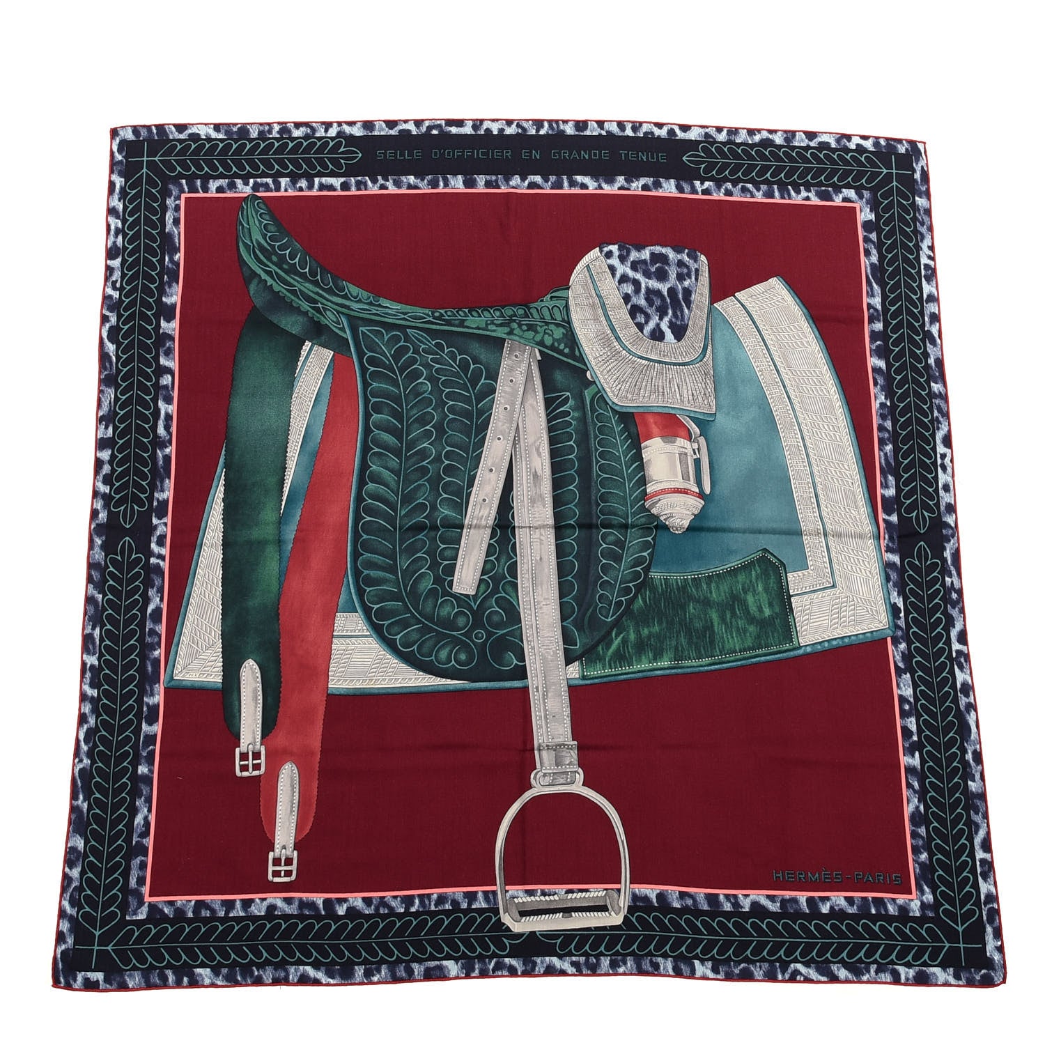 Hermes Cashmere Silk Selle d'Officier En Grande Tenue Shawl 140 1 of 4