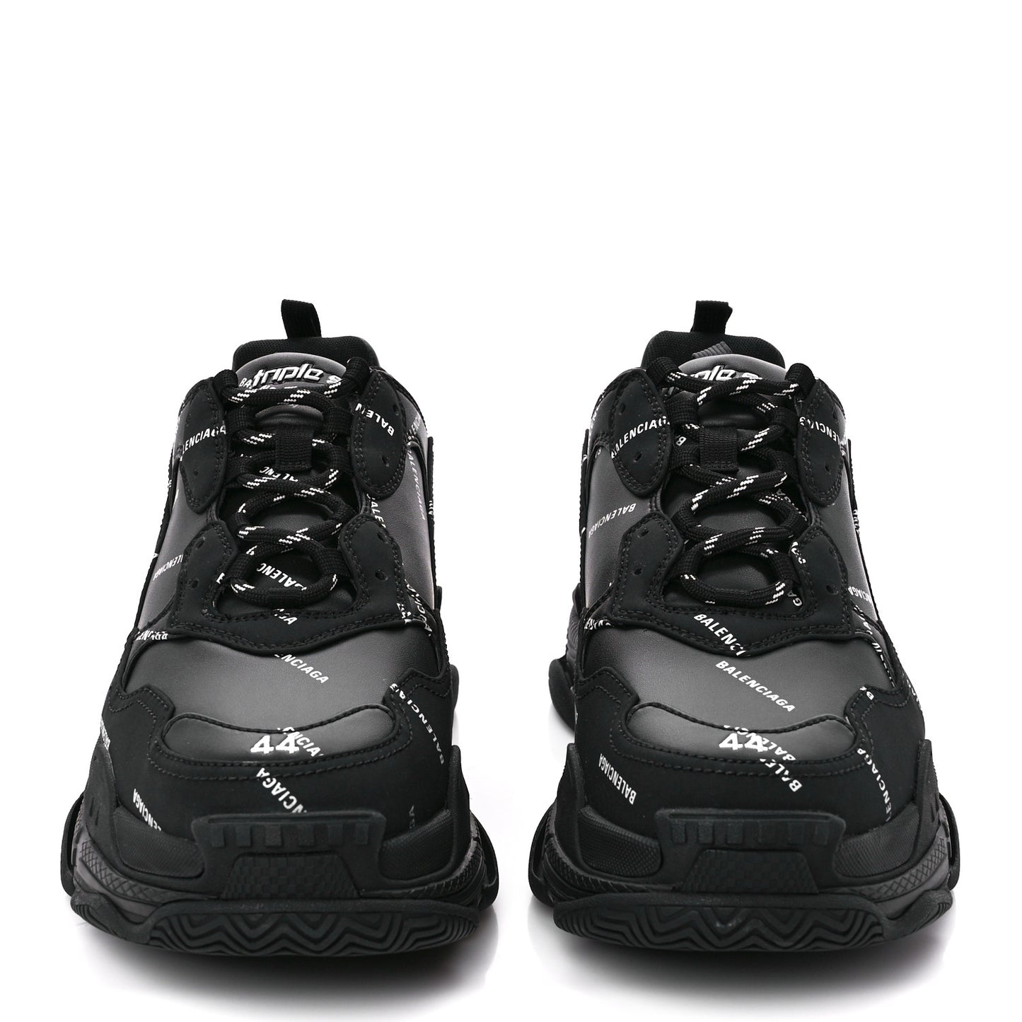 Technical Fabric Allover Logo Mens Triple S Sneakers 44 Black White