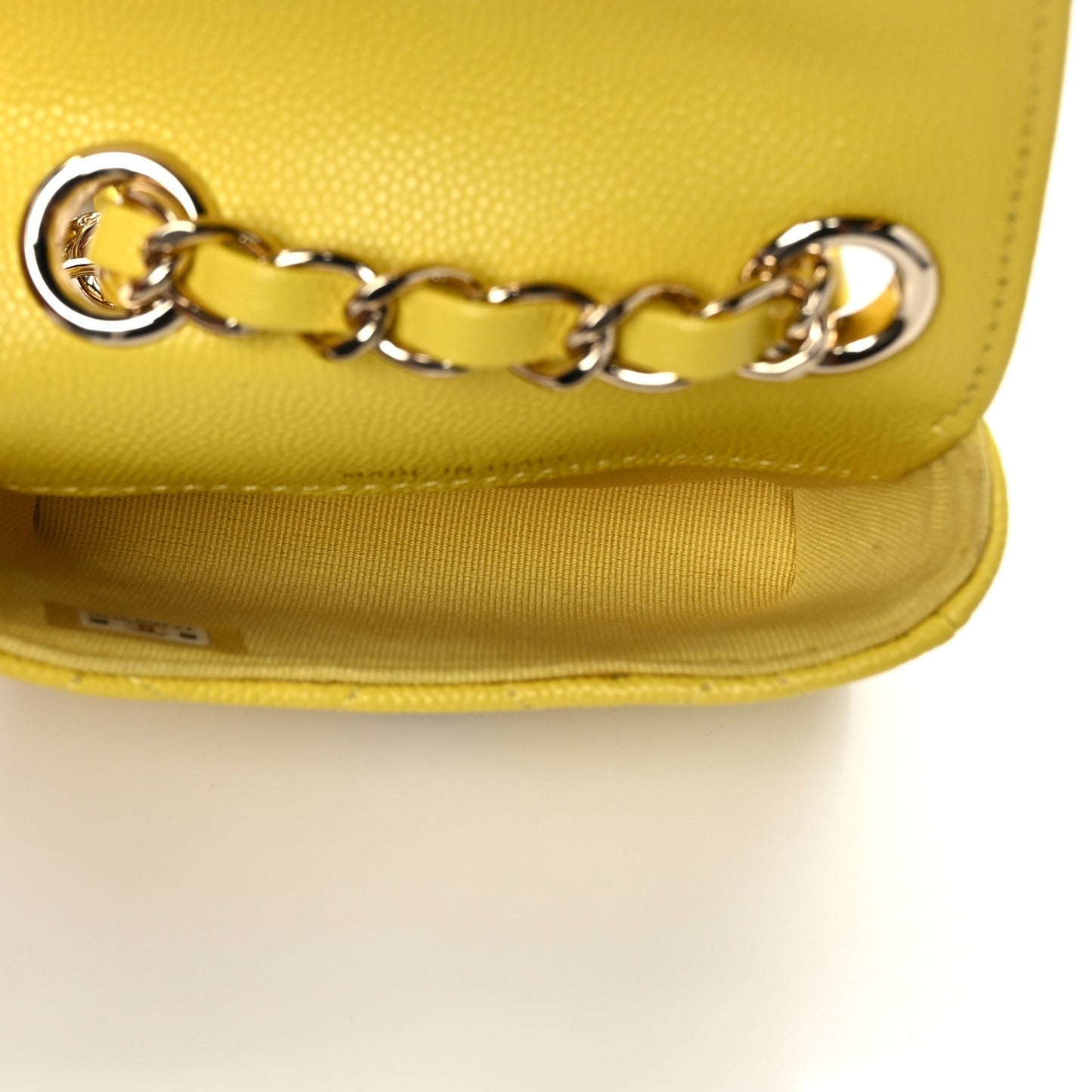 Caviar Quilted Mini Chain Belt Bag Yellow