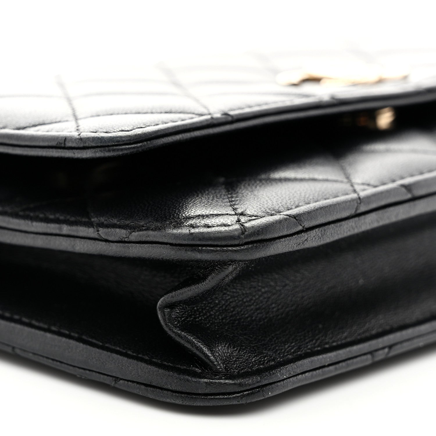 Chanel Lambskin Quilted Crystal CC Wallet On Chain WOC Black 10 of 11