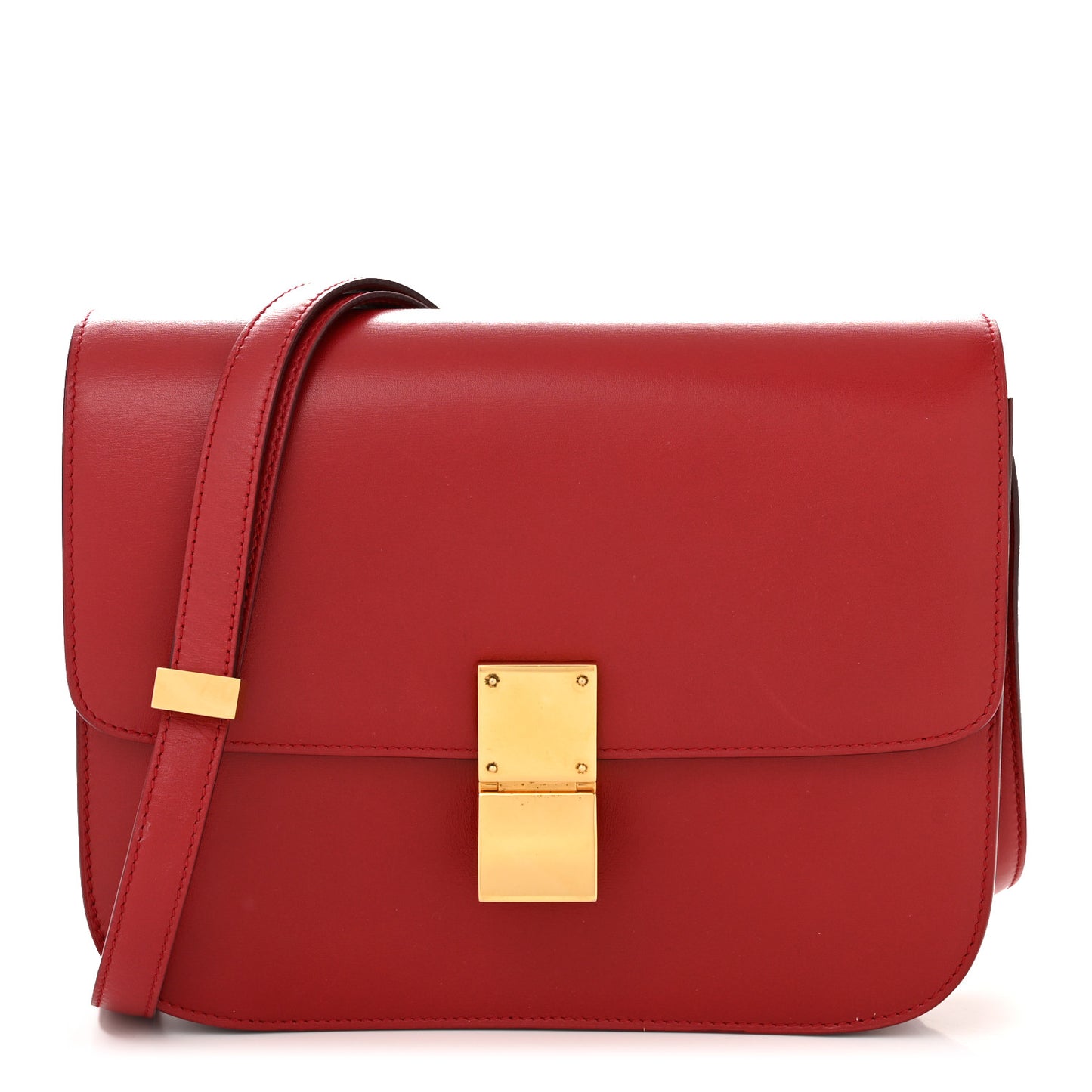 Box Calfskin Medium Classic Box Flap Bag Red