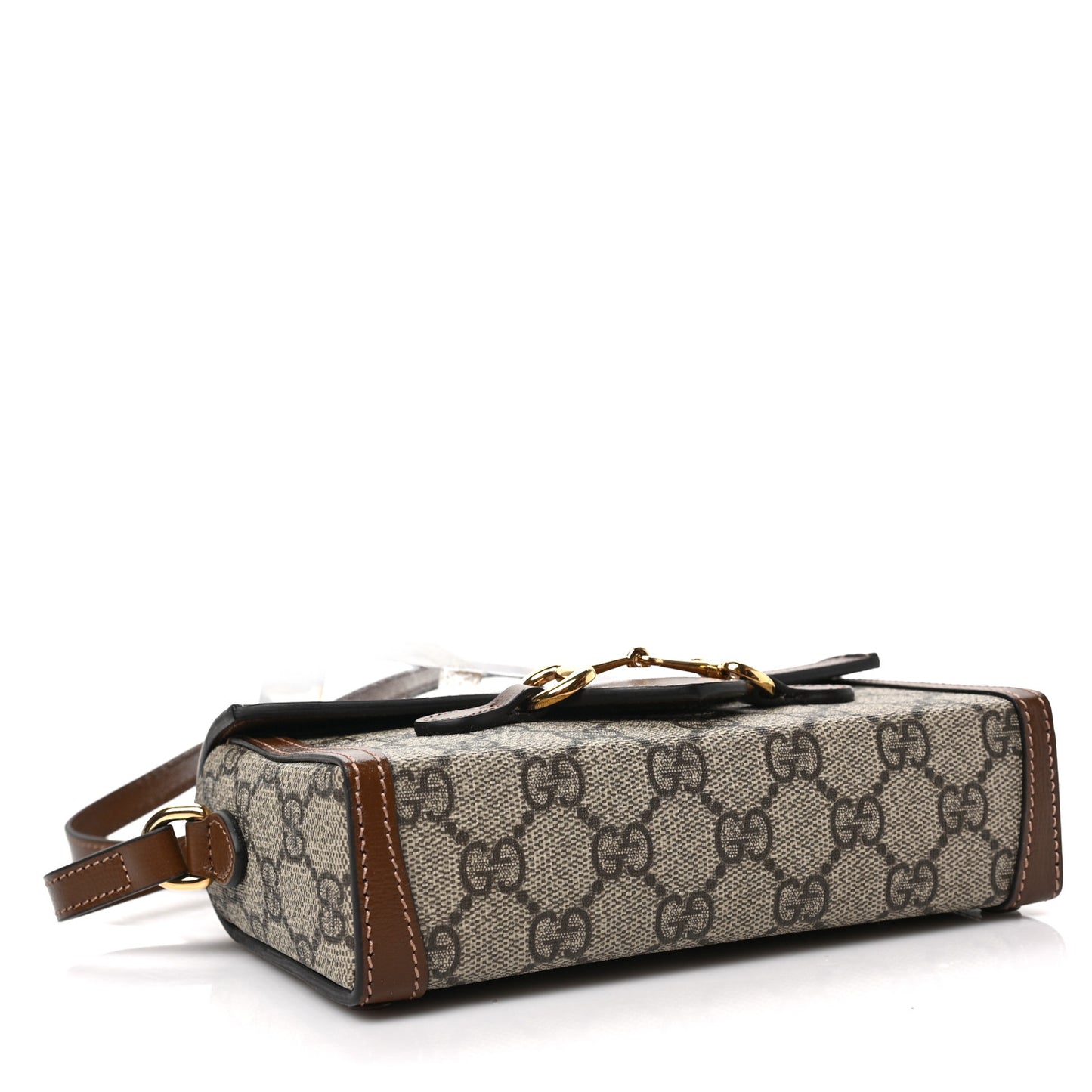 GG Supreme Monogram Mini Horsebit 1955 Shoulder Bag Beige Brown Sugar