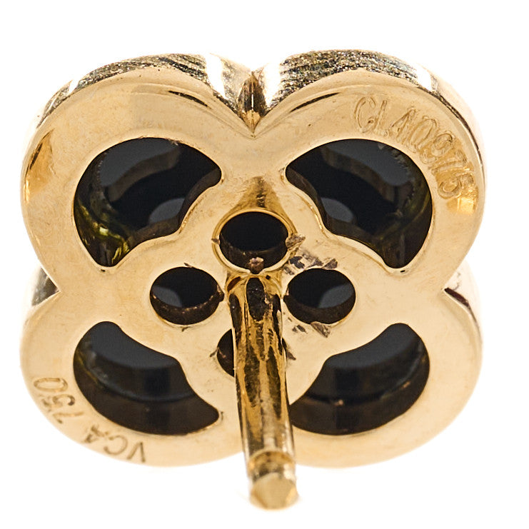 Van Cleef & Arpels 18K Yellow Gold Onyx Pure Alhambra Earrings 5 of 5