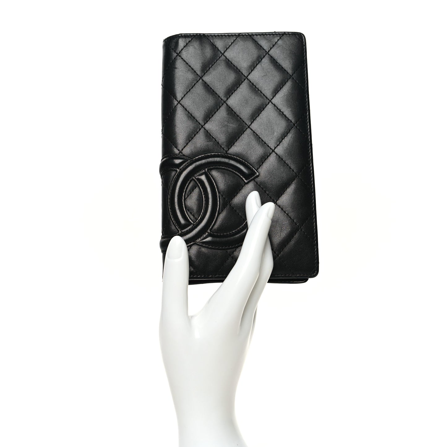 Calfskin Quilted Cambon Yen Wallet Black