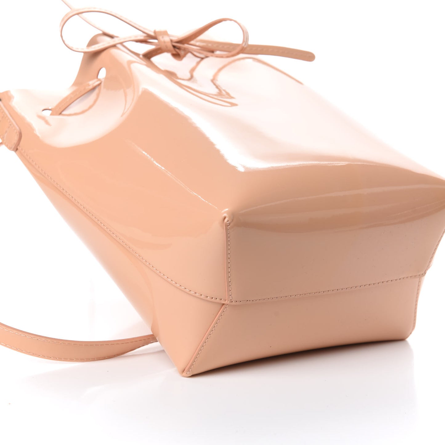 Patent Calfskin Mini Bucket Bag Rosa