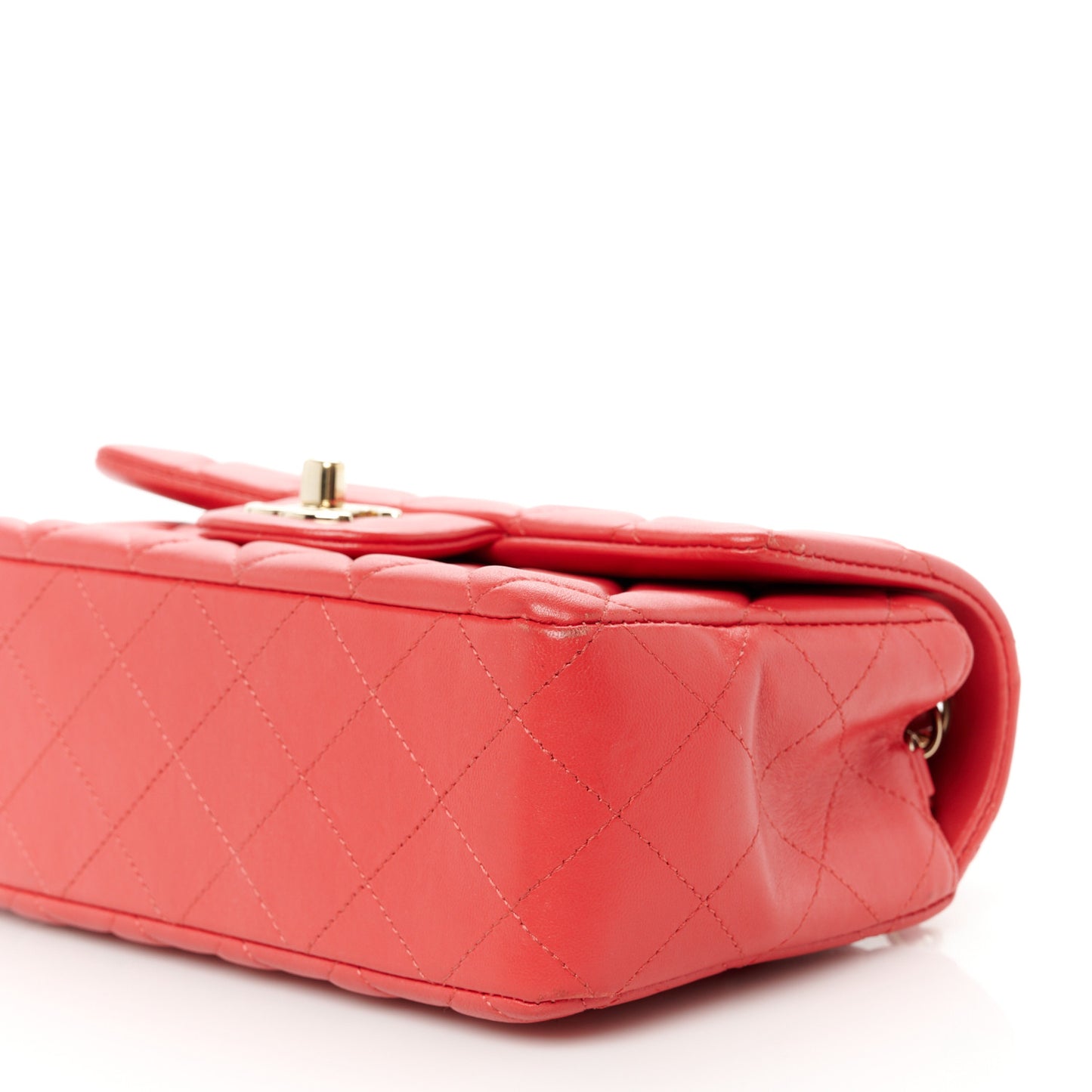Lambskin Quilted Mini Rectangular Flap Pink