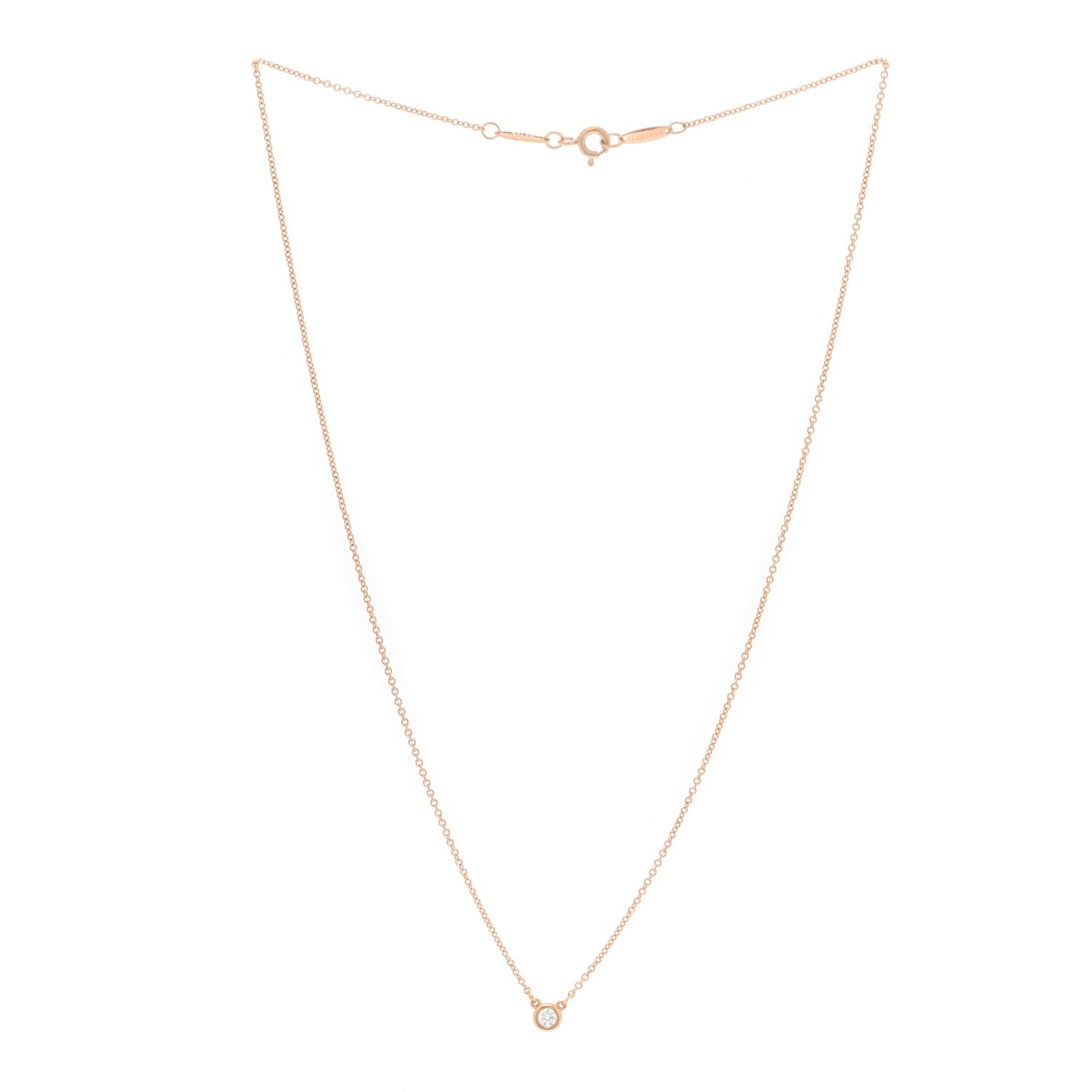 18K Rose Gold Diamond .07ct Elsa Peretti Diamonds by the Yard Pendant Necklace