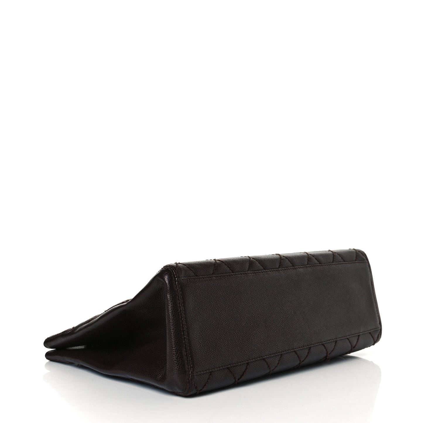 Caviar Quilted Shopping Tote Dark Brown