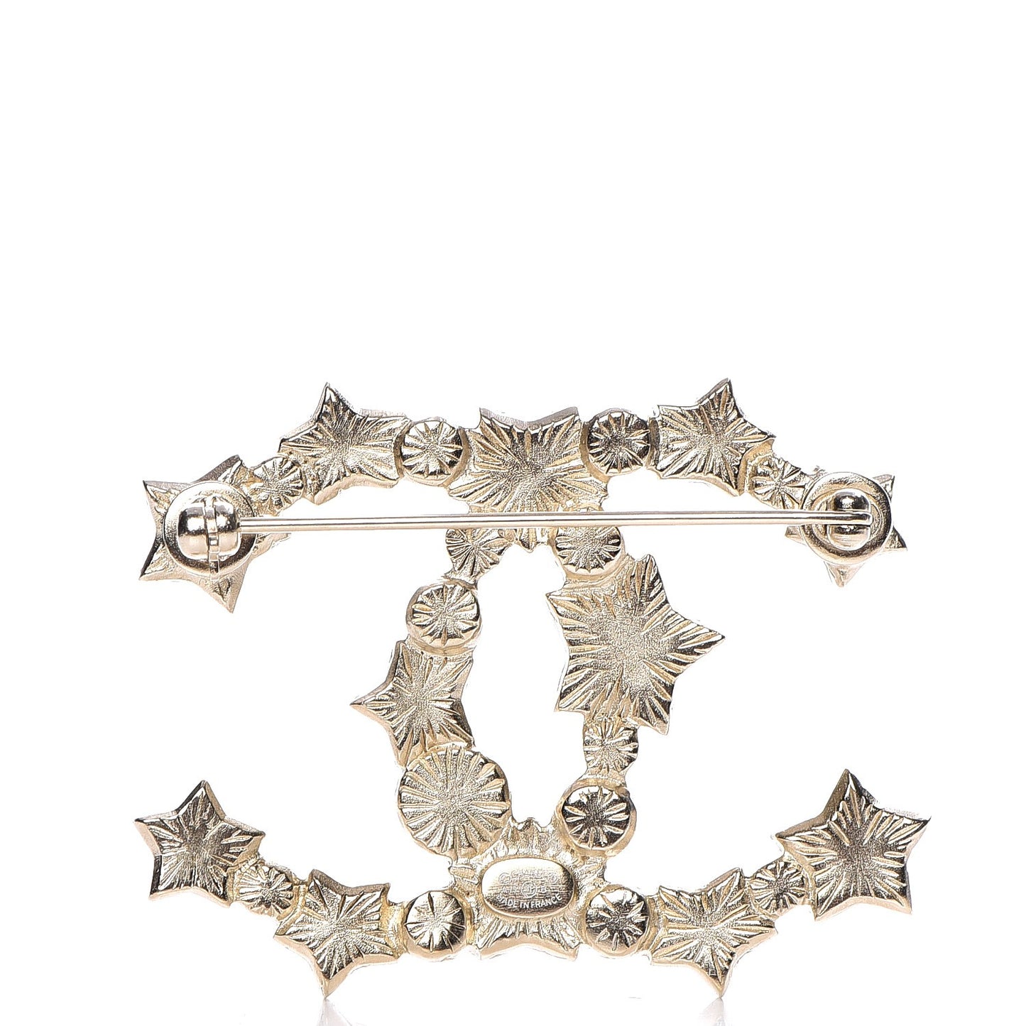 Star Resin Pearl Large CC Brooch Gold