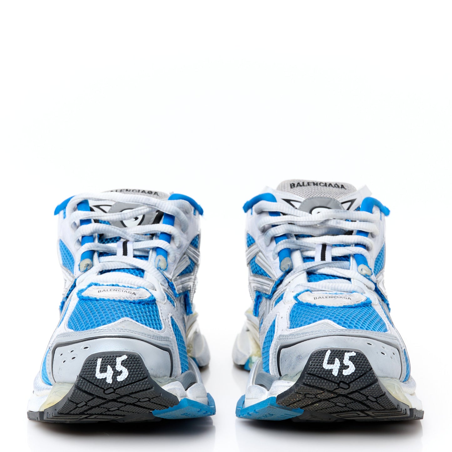 Mesh Rubber Bi-Color Mens Runner Sneakers 45 Grey Blue White
