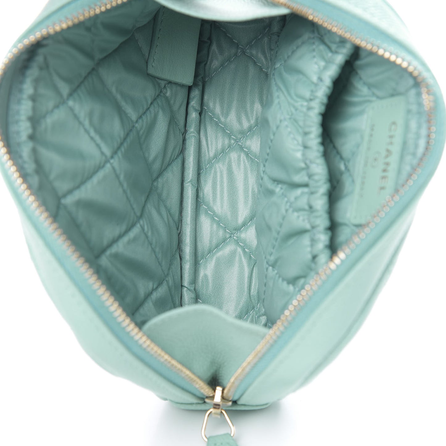 Caviar Quilted Small Curvy Pouch Cosmetic Case Light Blue
