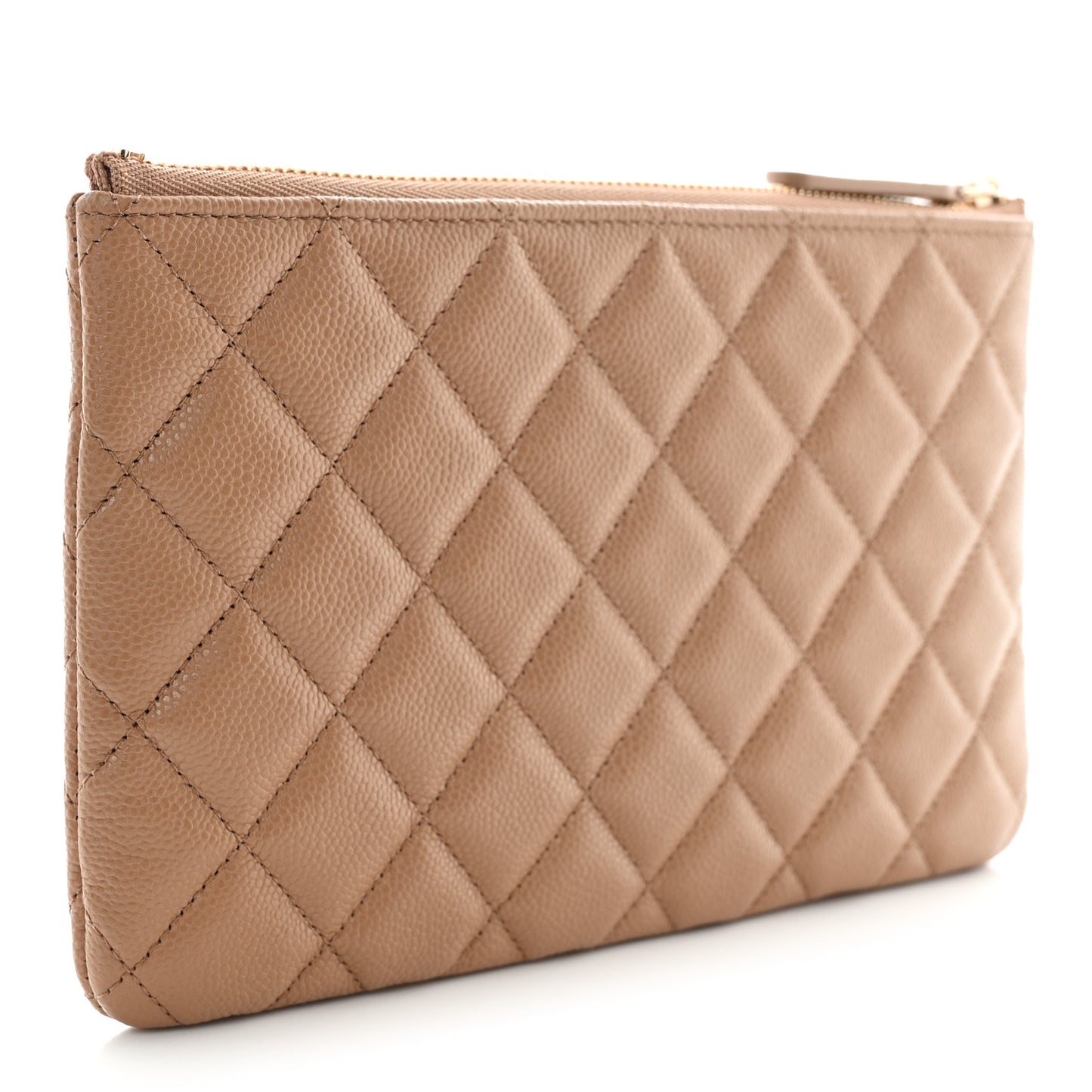 Caviar Quilted Cosmetic Case Dark Beige