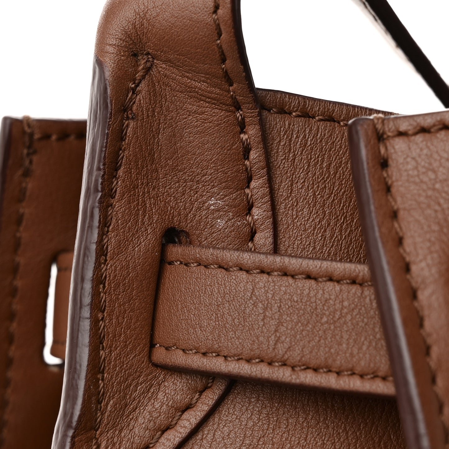 Smooth Calfskin Long Strap Big Bucket Bag Tan