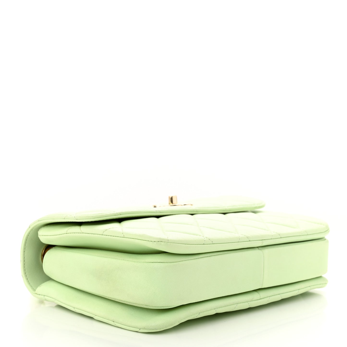 Lambskin Quilted Small Trendy CC Flap Dual Handle Bag Light Green