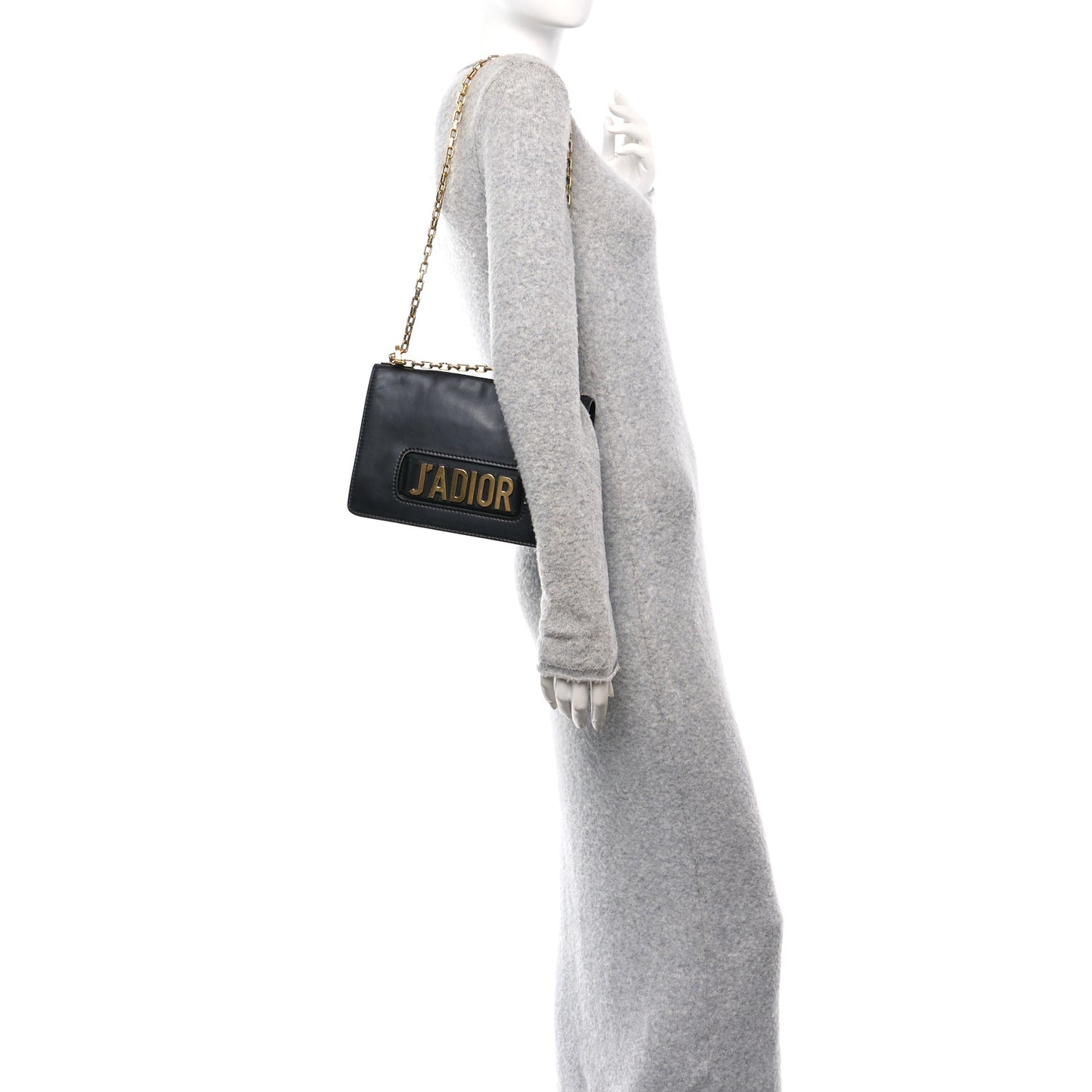Calfskin J'Adior Chain Flap Bag Black