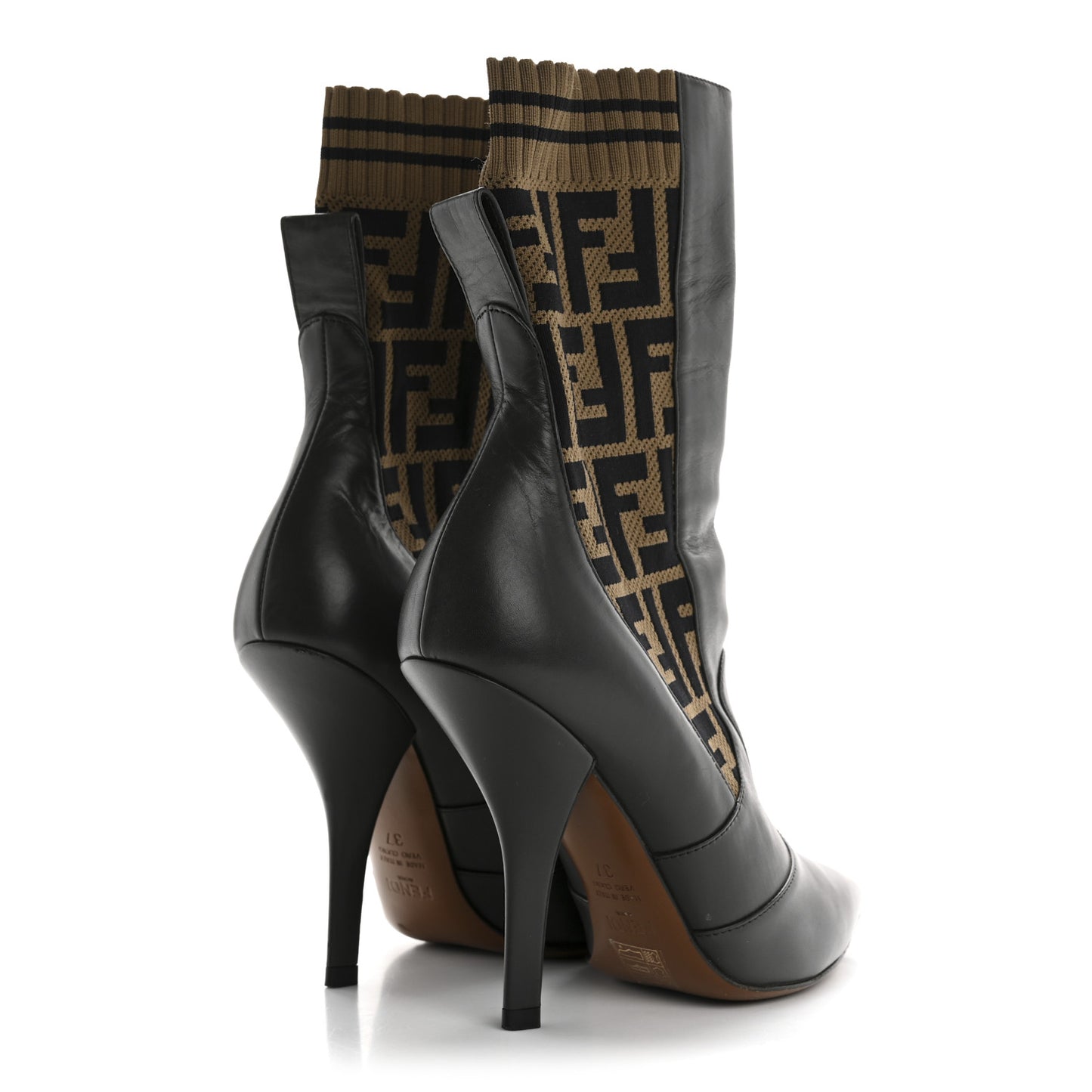 Nappa Microfiber Fabric FF Rockoko 105mm Sock Boots 37 Ebano Tobacco Black