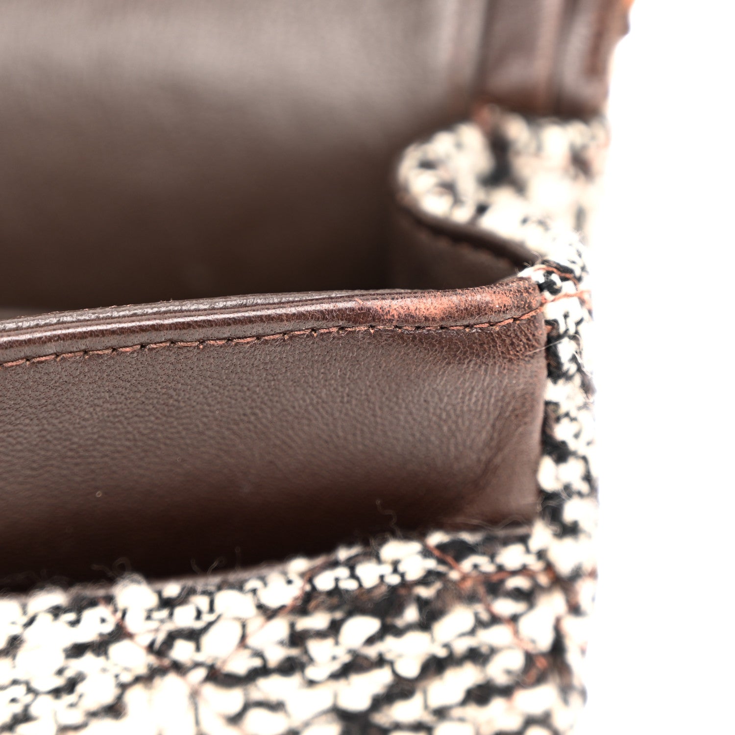 Chanel Tweed Quilted Medium Double Flap White Brown 12 of 12