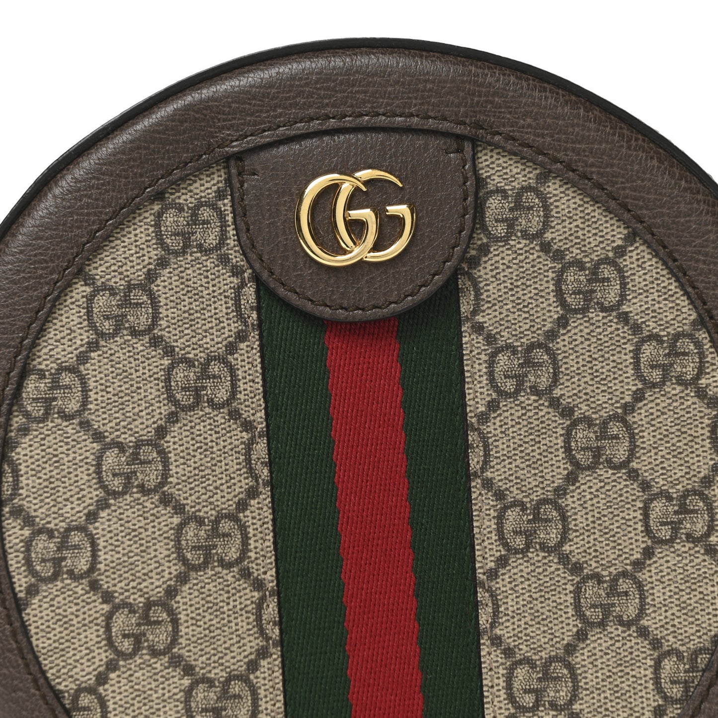 GG Supreme Monogram Web Mini Ophidia Round Shoulder Bag Brown