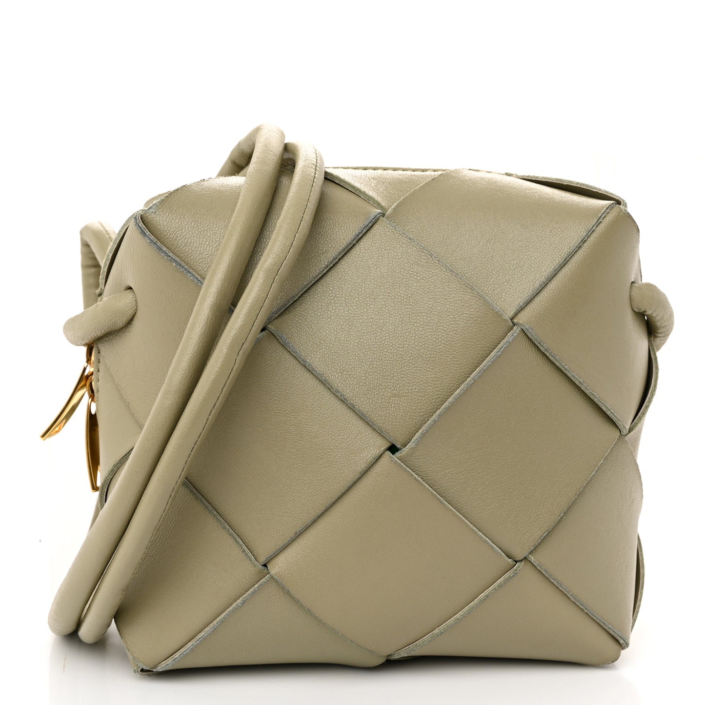 Lambskin Maxi Intrecciato Mini Cassette Camera Bag Travertine