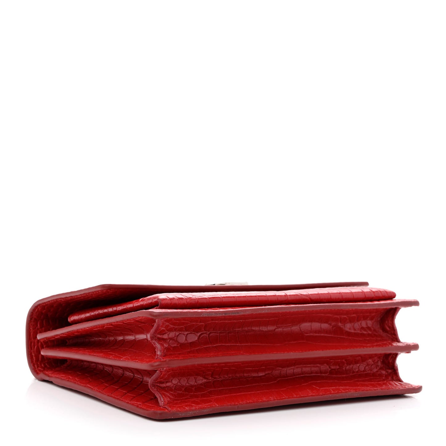 Calfskin Crocodile Embossed Medium Monogram Sunset Rouge Eros