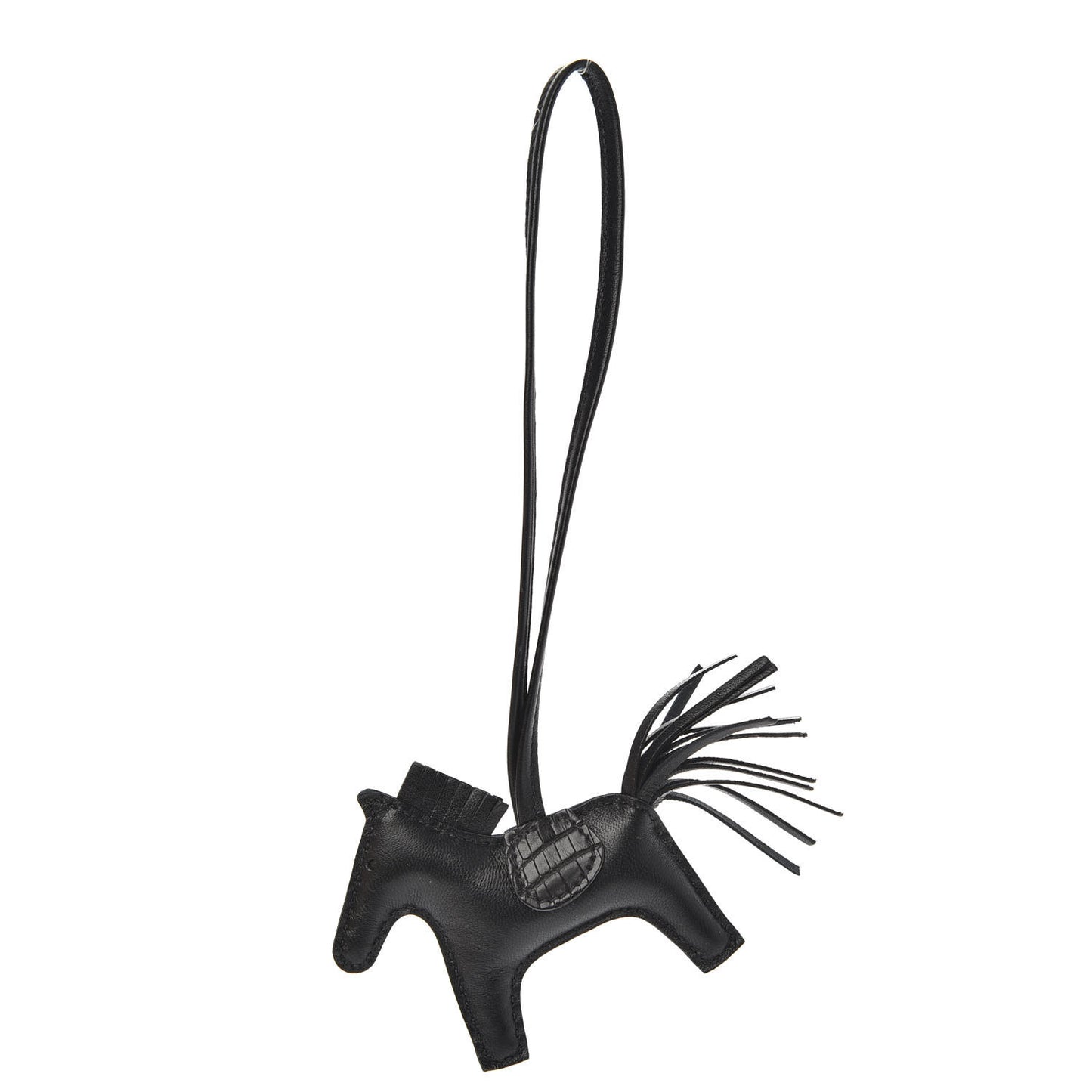 Milo Lambskin Matte Alligator Touch Grigri Rodeo Horse Bag Charm PM So Black
