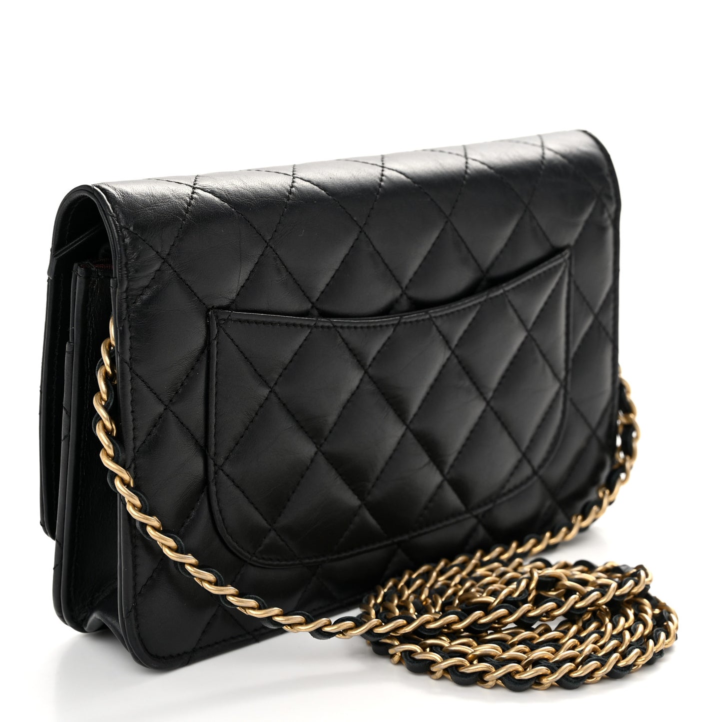 Aged Calfskin Quilted Reissue Wallet On Chain WOC Black