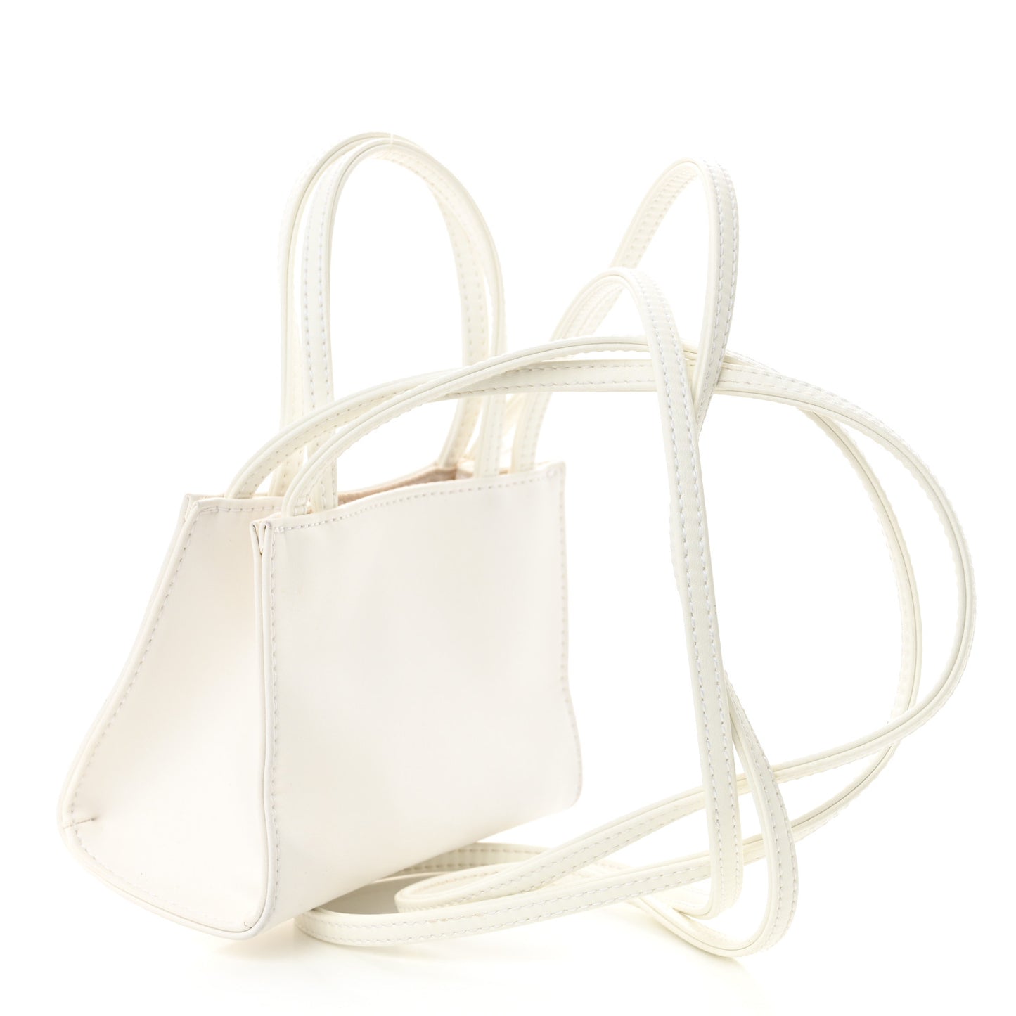 Vegan Leather Small Shopping Bag White