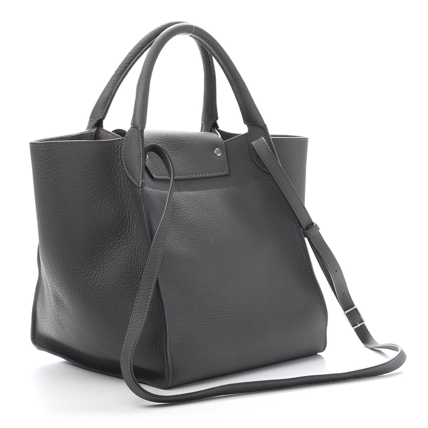 Supple Grained Calfskin Long Strap Small Big Bag Gray