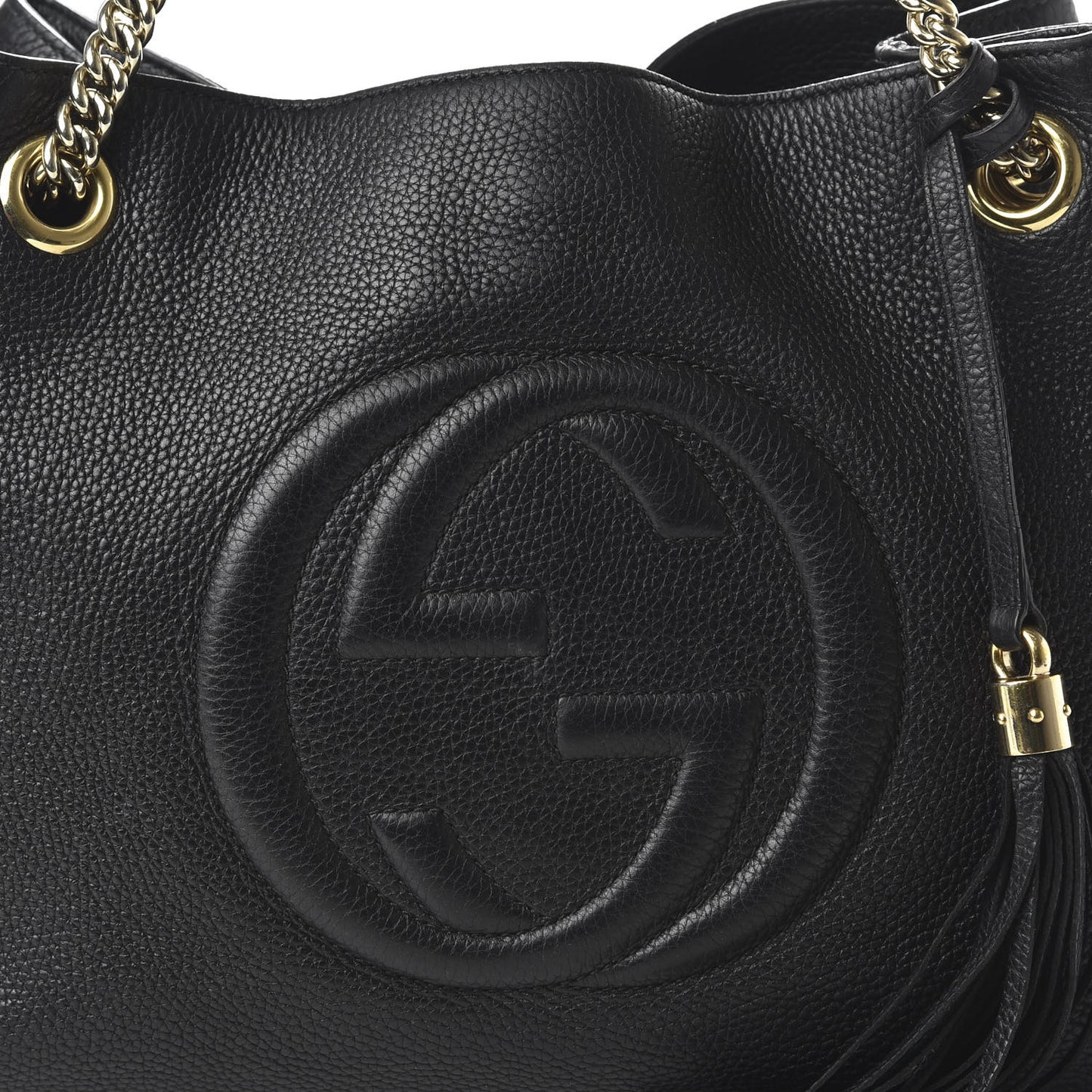 Pebbled Calfskin Medium Soho Chain Shoulder Bag Black
