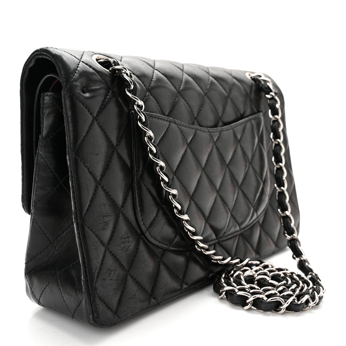 Lambskin Quilted Medium Double Flap Black