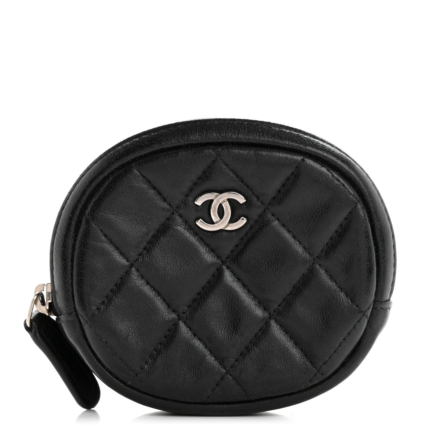 Lambskin Quilted Zip Around Classic Coin Purse Black