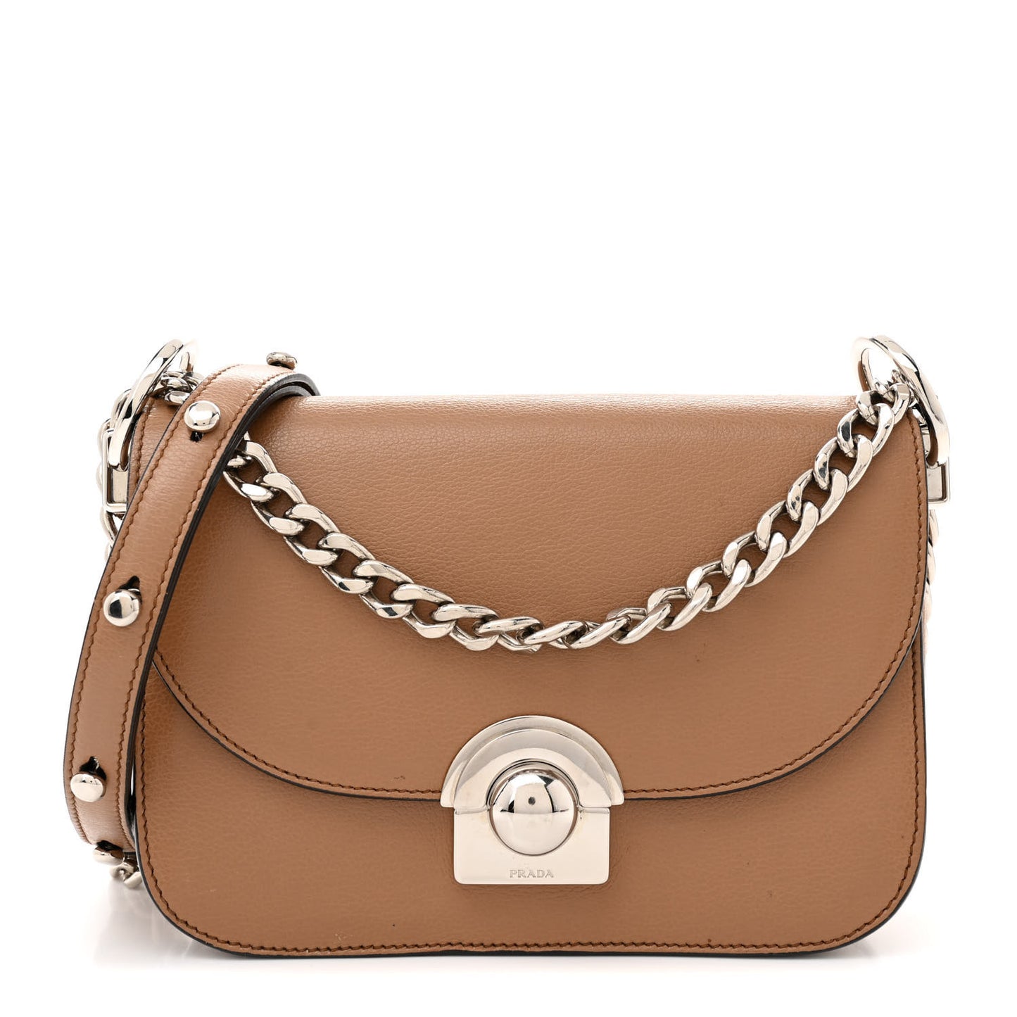 Glace Calfskin Arcade Crossbody Bag Caramel
