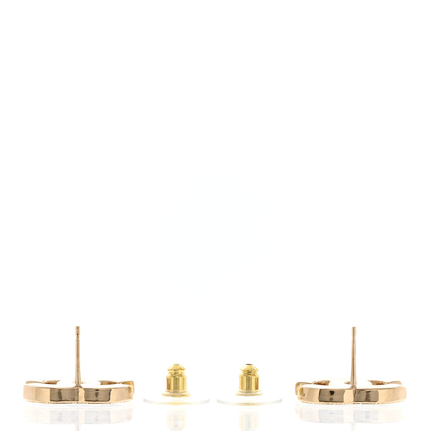 Metal Enamel CC Earrings Black Gold