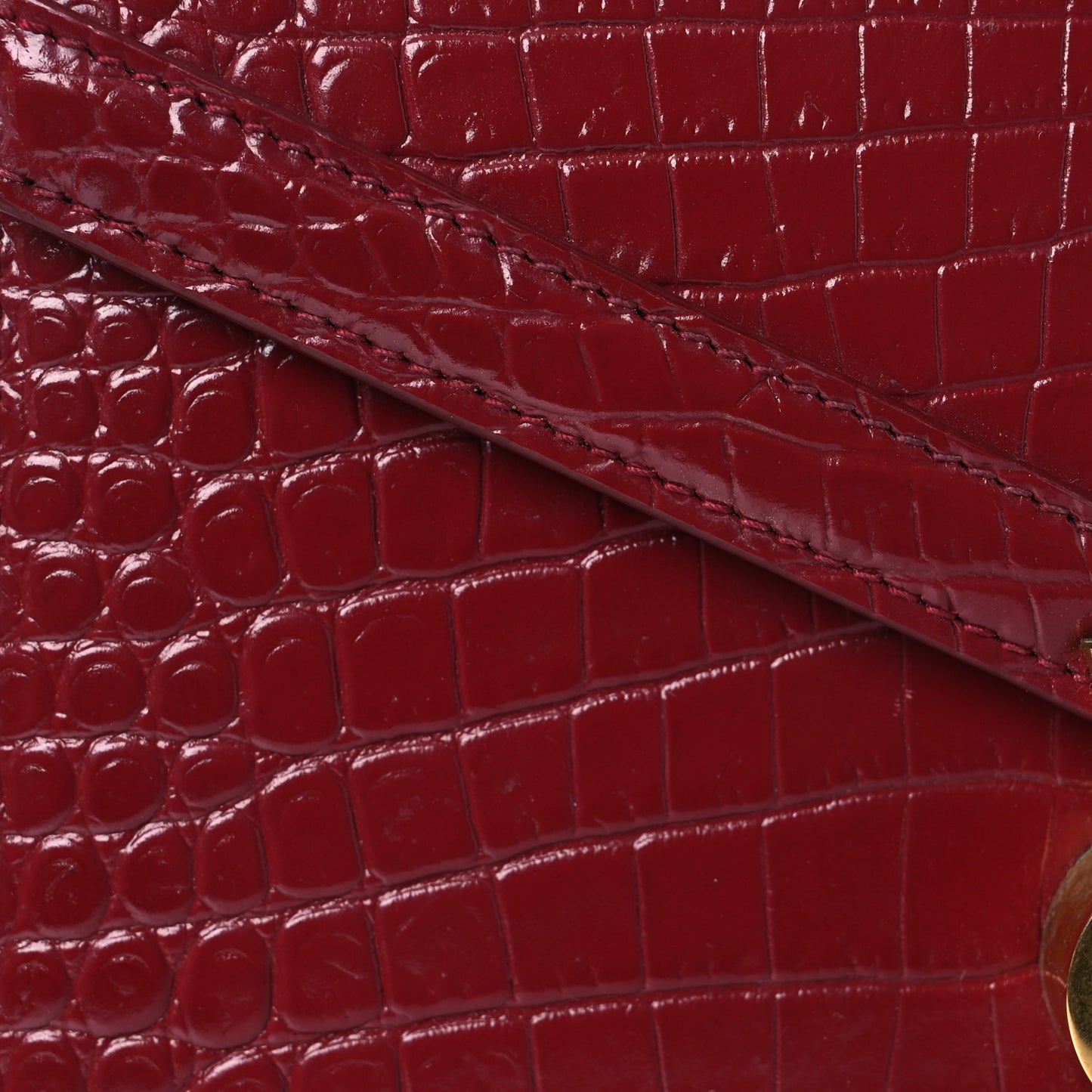 Calfskin Crocodile Embossed Mini Classic Monogram Cassandra Top Handle Red