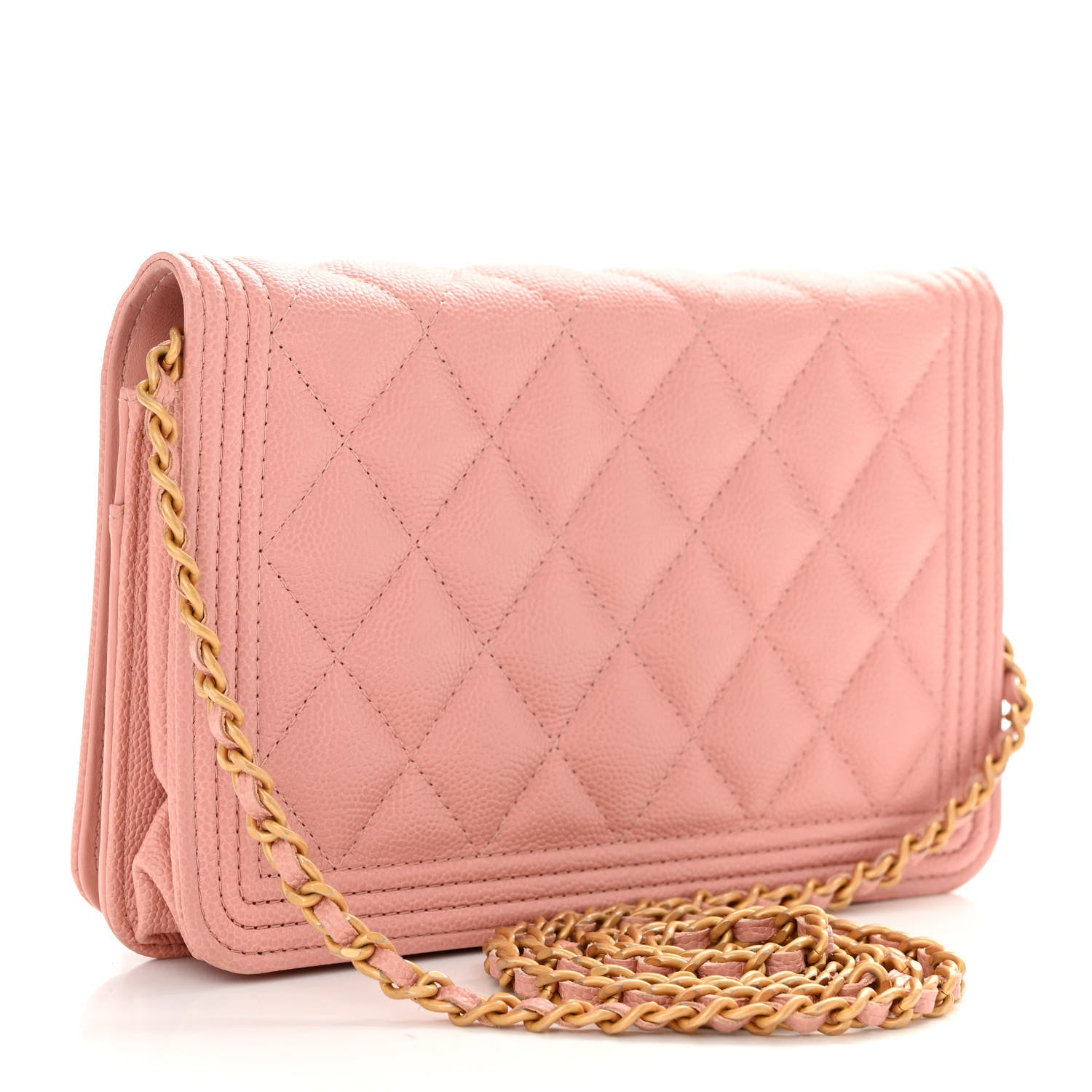 Chanel Caviar Quilted Boy Wallet On Chain WOC Pink 3 of 13